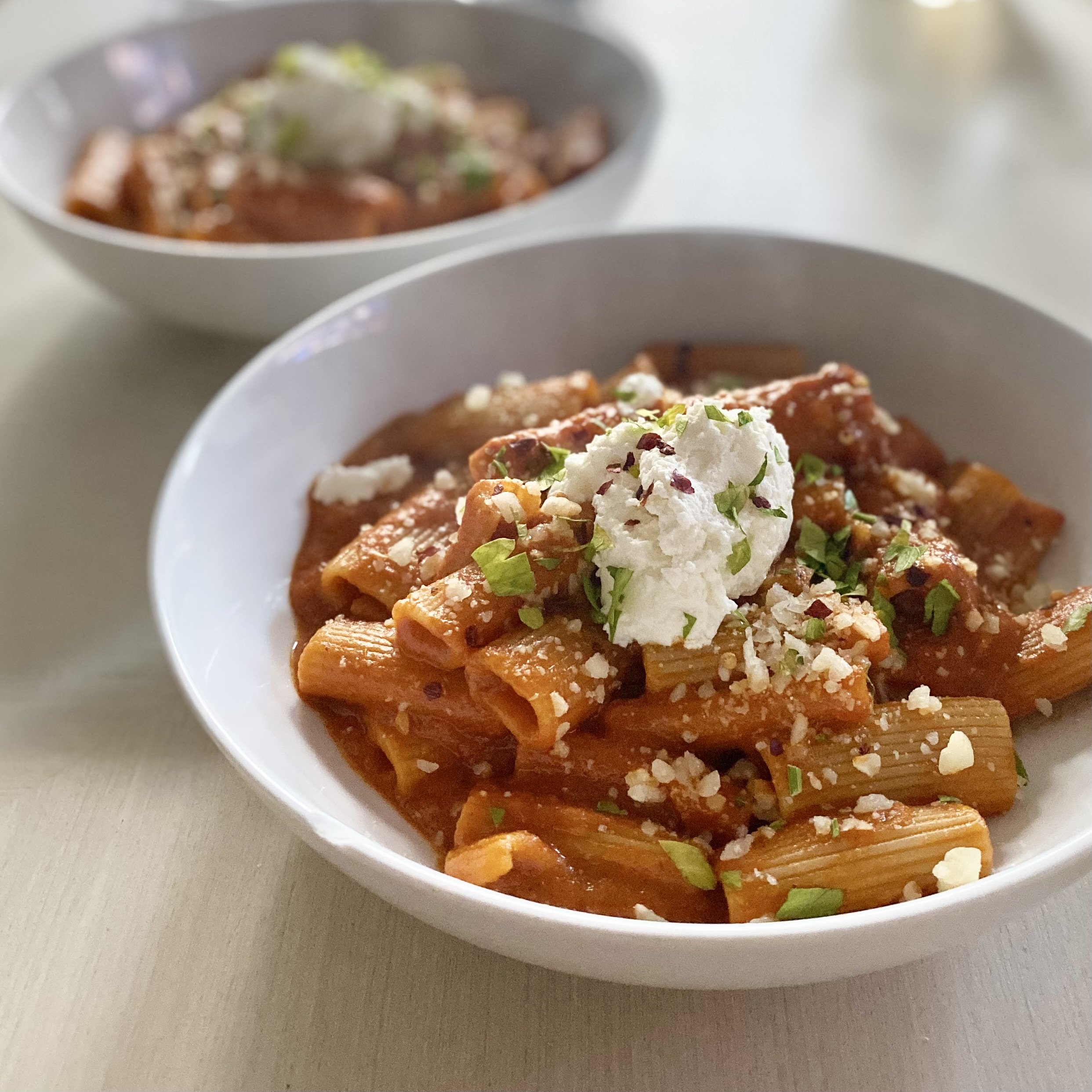 Spicy Rigatoni with Fresh Ricotta