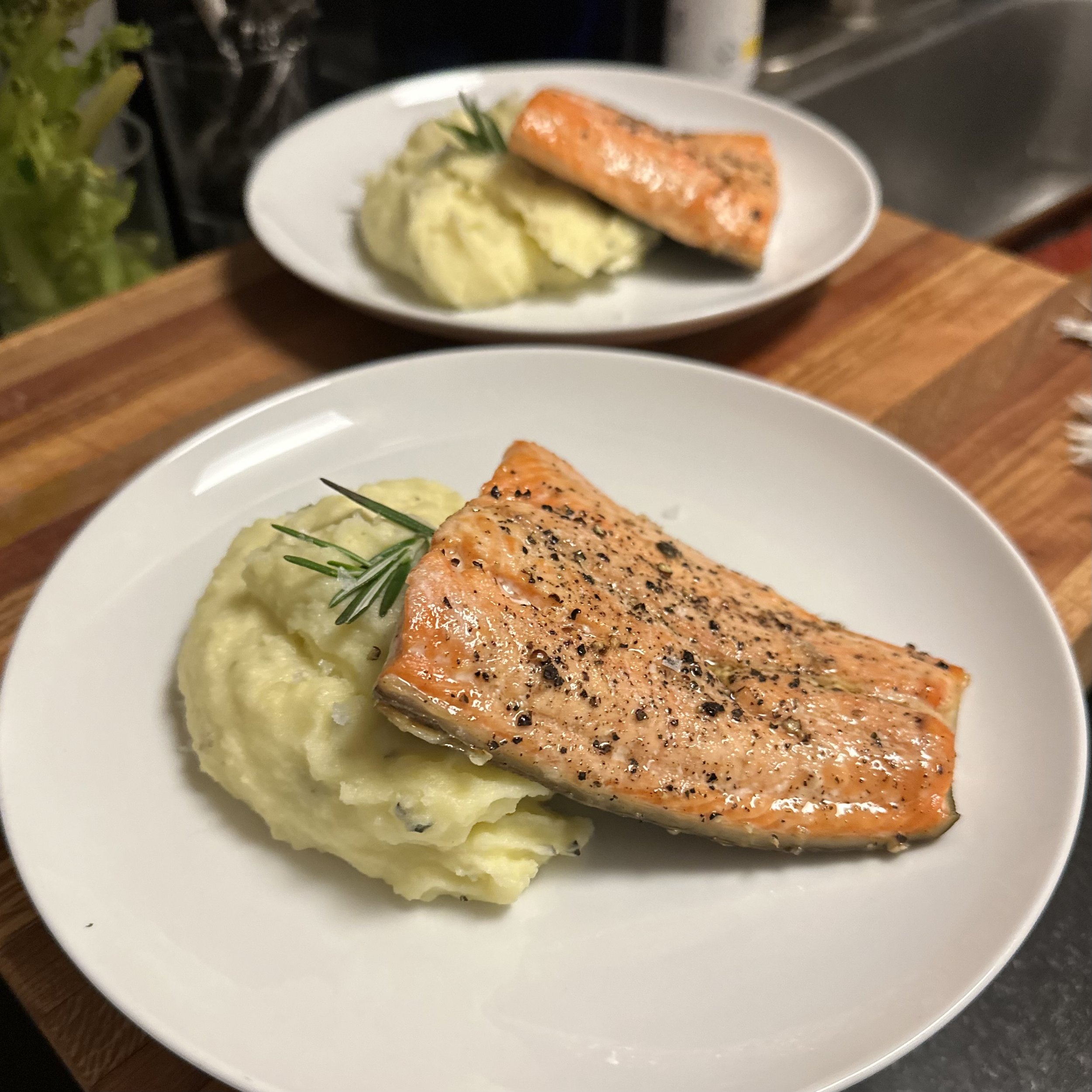 Arctic Char with Rosemary and Garlic Mashed Potatoes