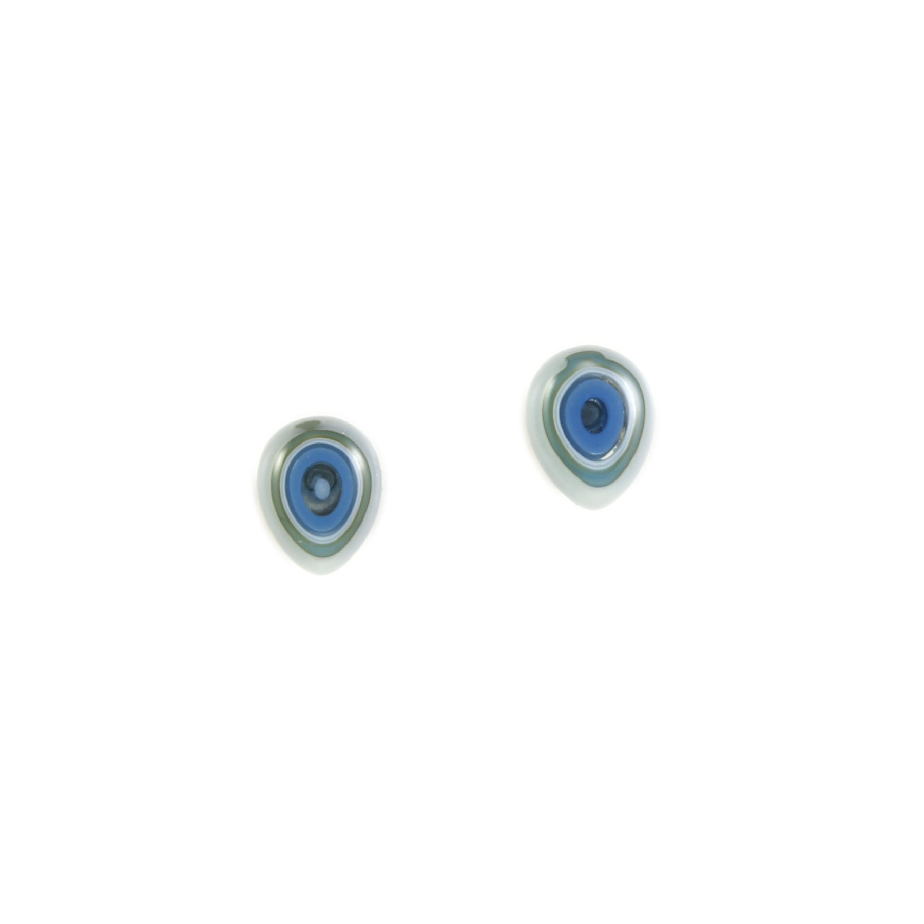 Art Glass Earrings: Droplet Studs - 07 French Vanilla and Egyptian Blue