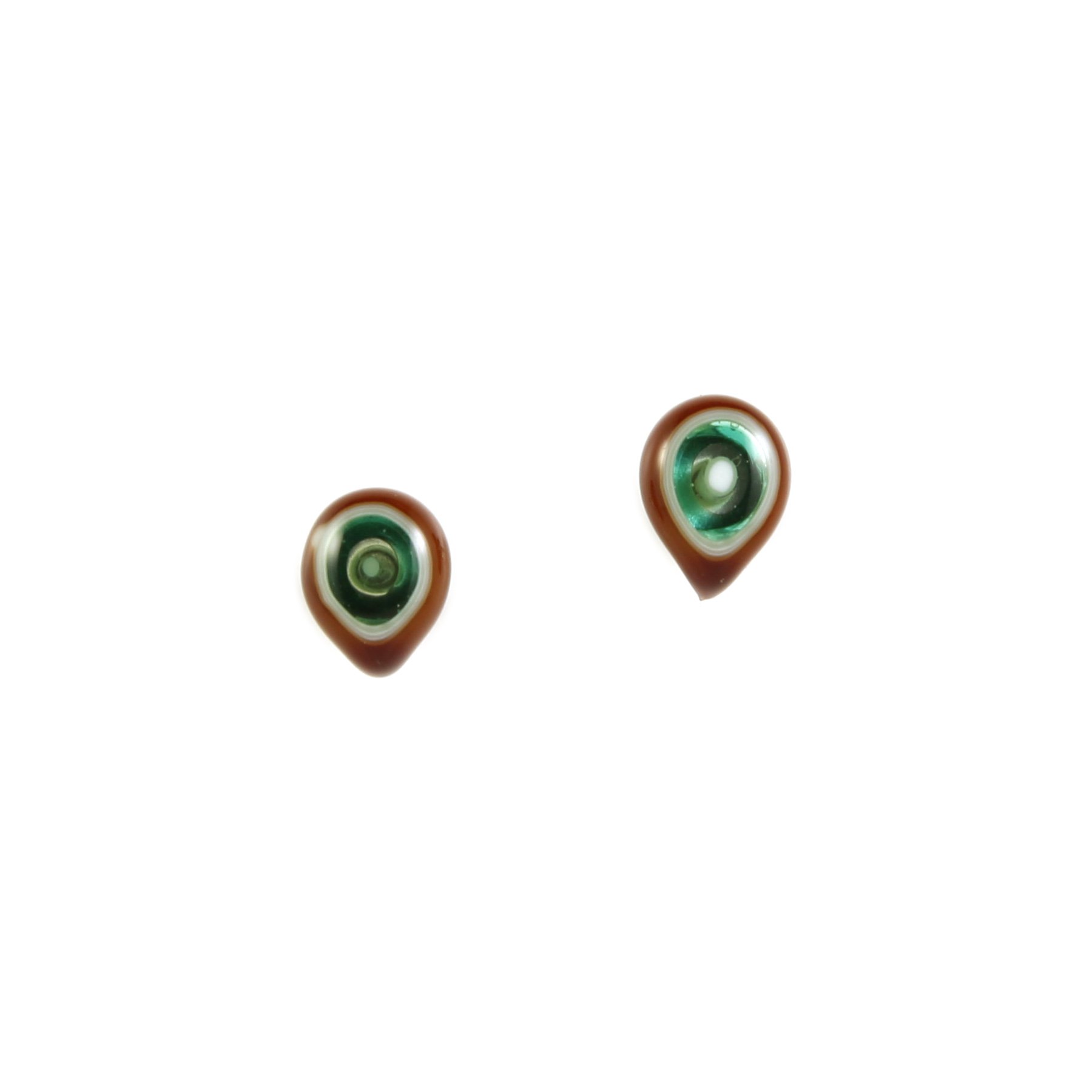 Art Glass Earrings: Droplet Studs - 29 Emerald and Garnet
