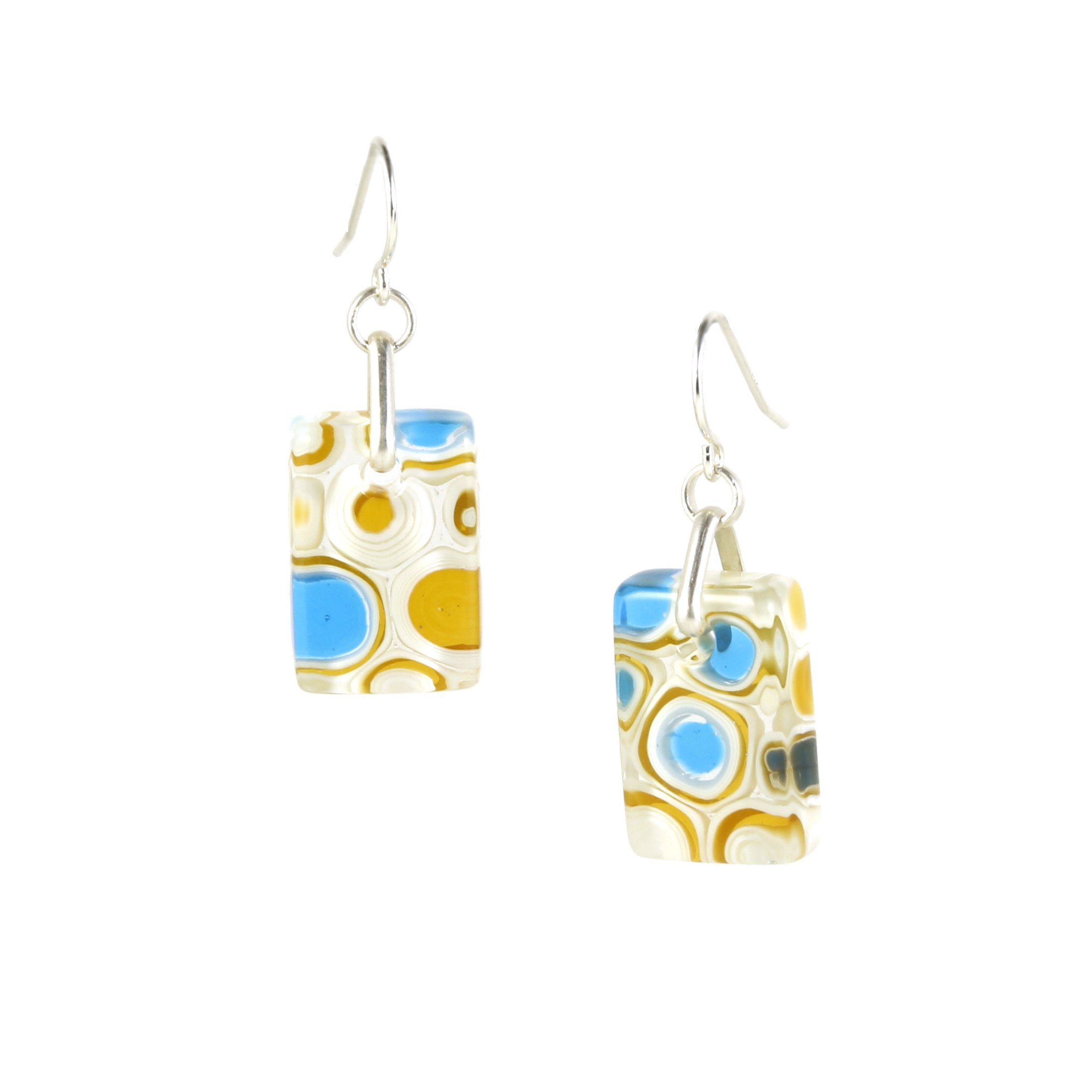 Art Glass Earrings: Proto-A - 24 Turquoise and Amber