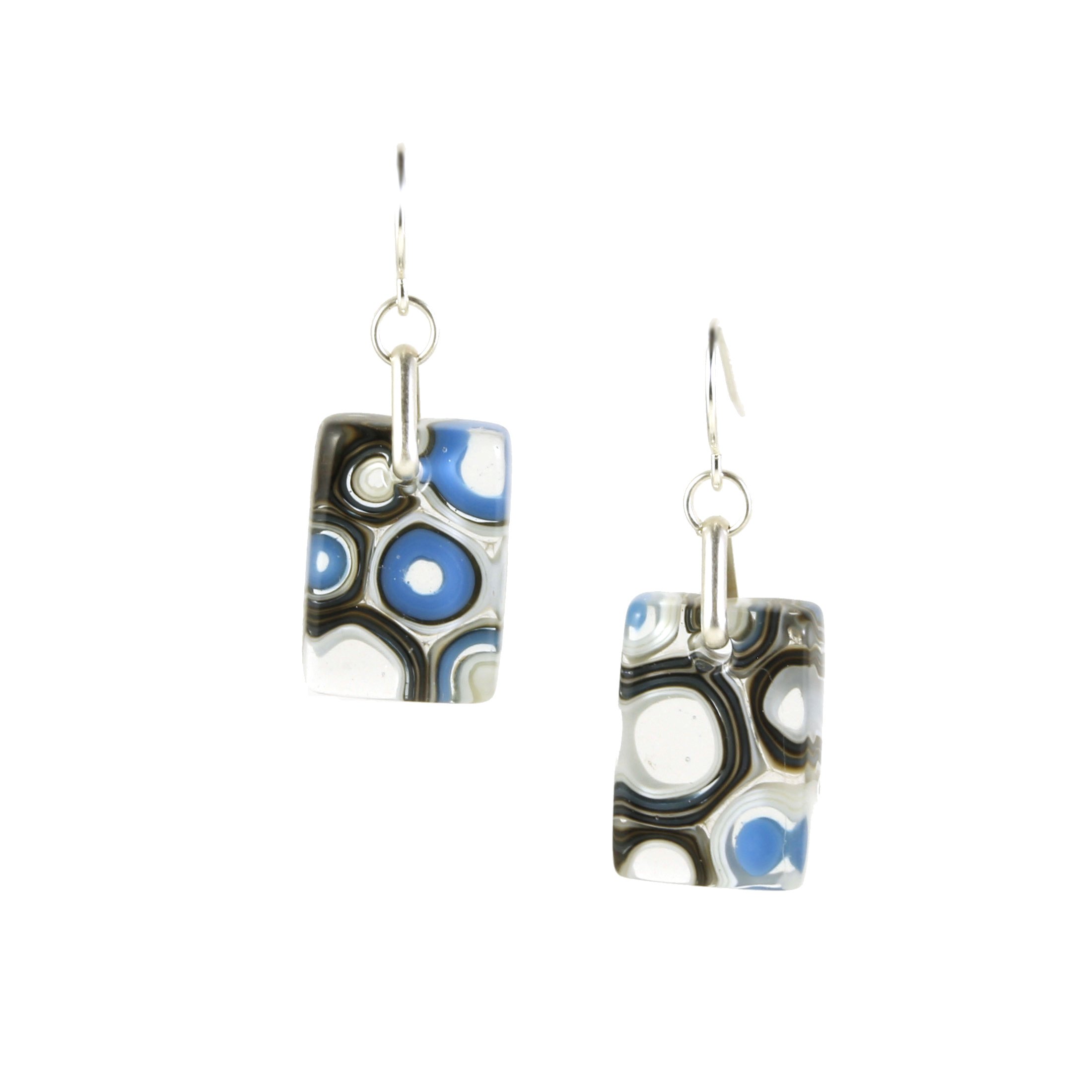 Art Glass Earrings: Proto-A - 07 French Vanilla and Egyptian Blue