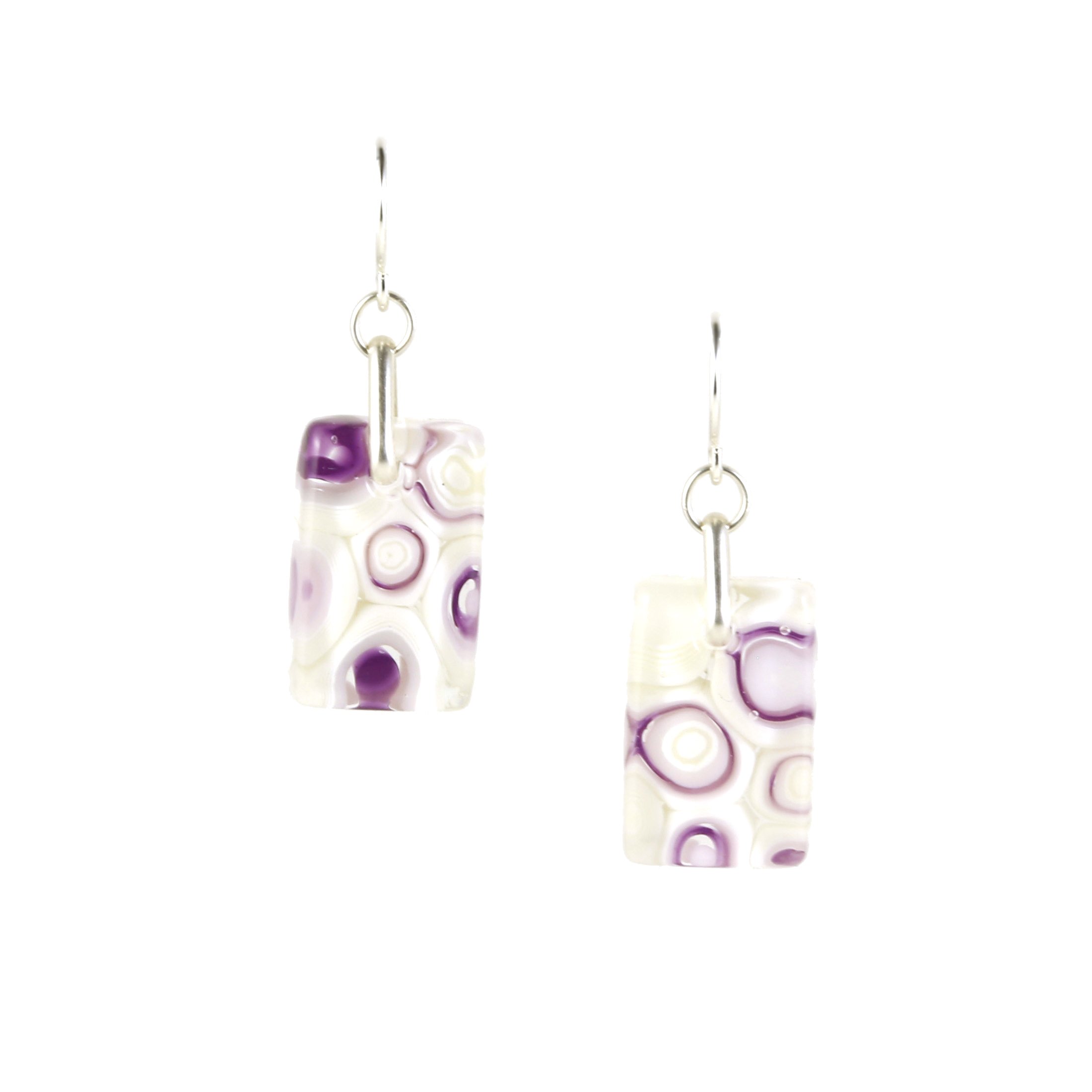 Art Glass Earrings: Proto-A - 16 Violet and French Vanilla