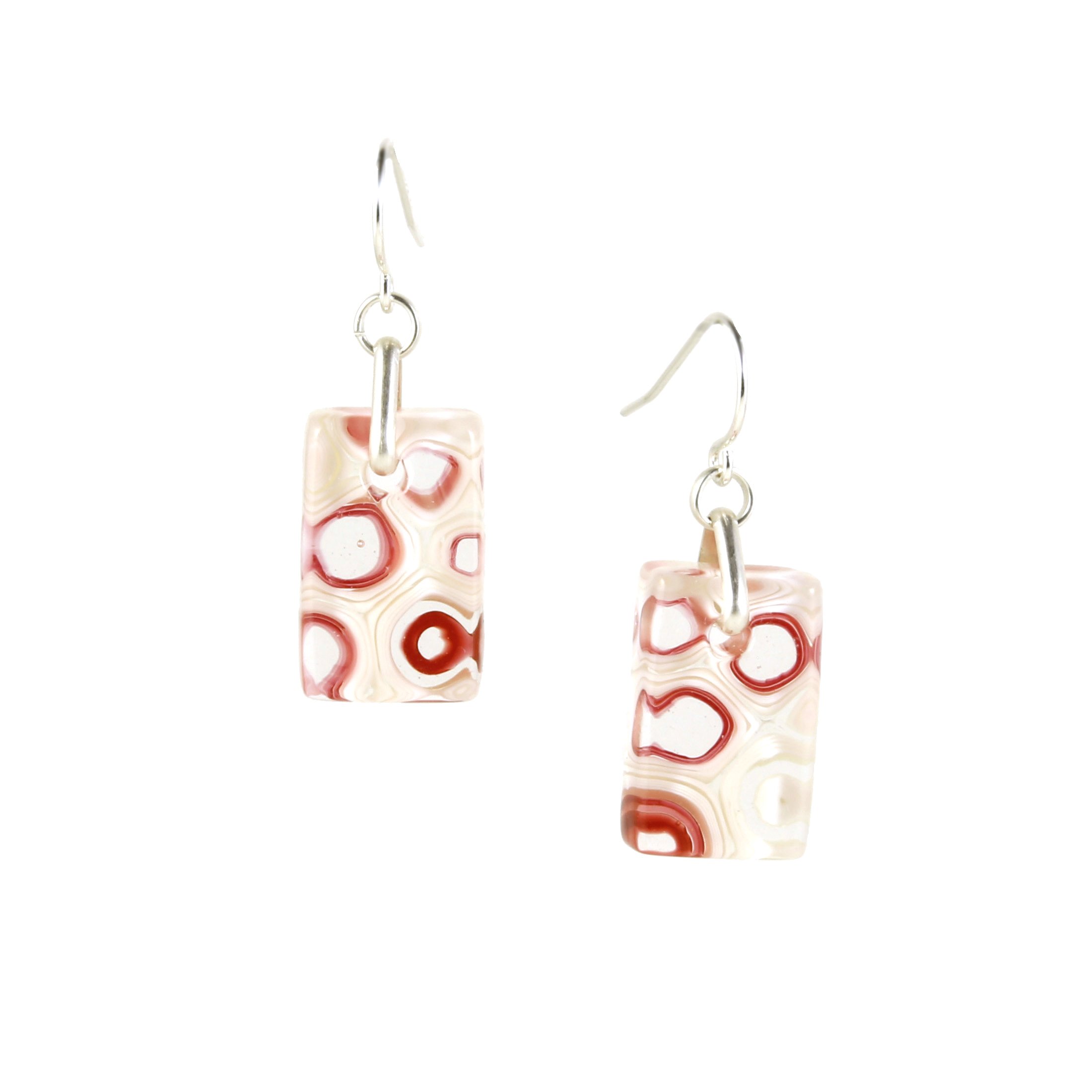 Art Glass Earrings: Proto-A - 27 Coral Sunset and French Vanilla