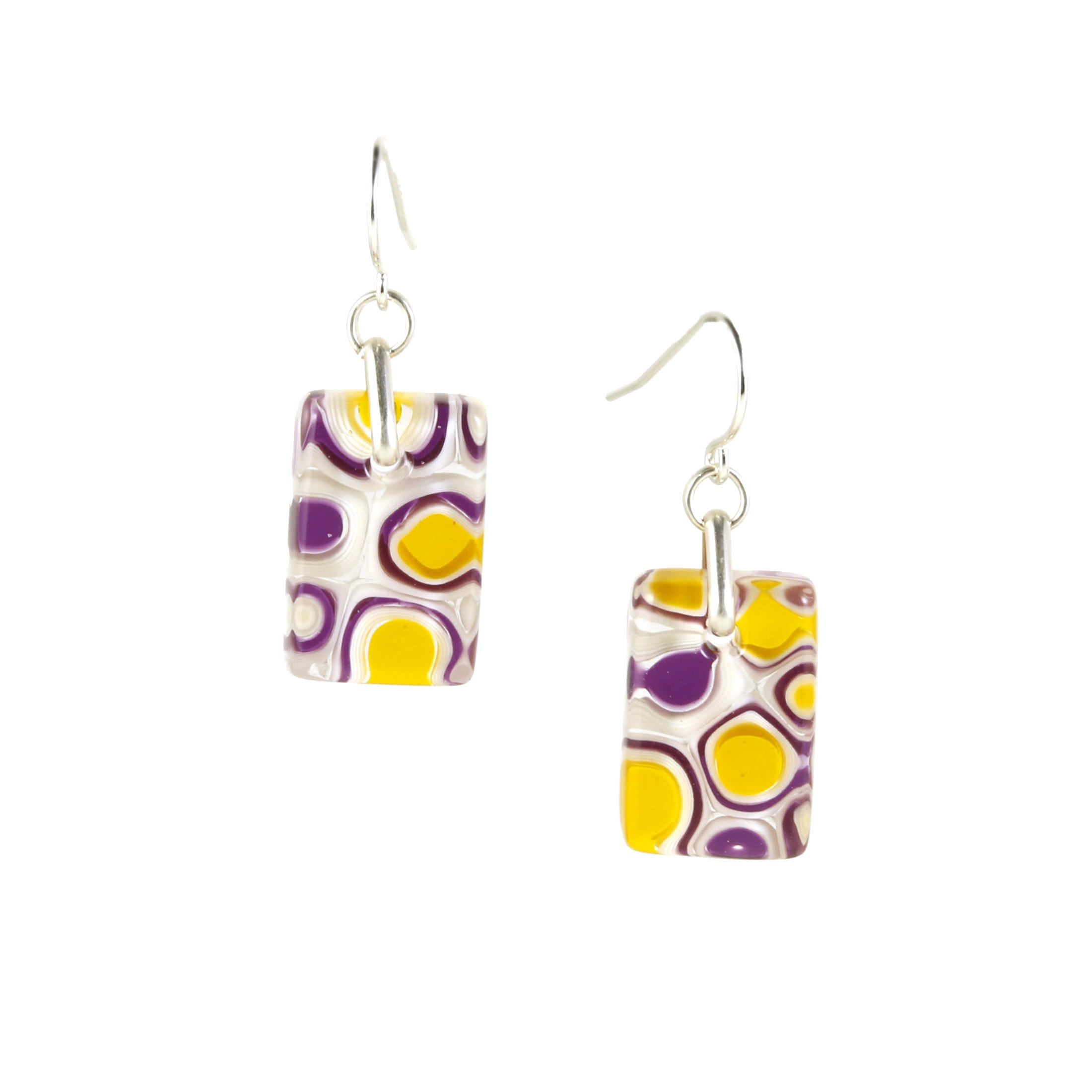 Art Glass Earrings: Proto-A - 30 Marigold and Violet