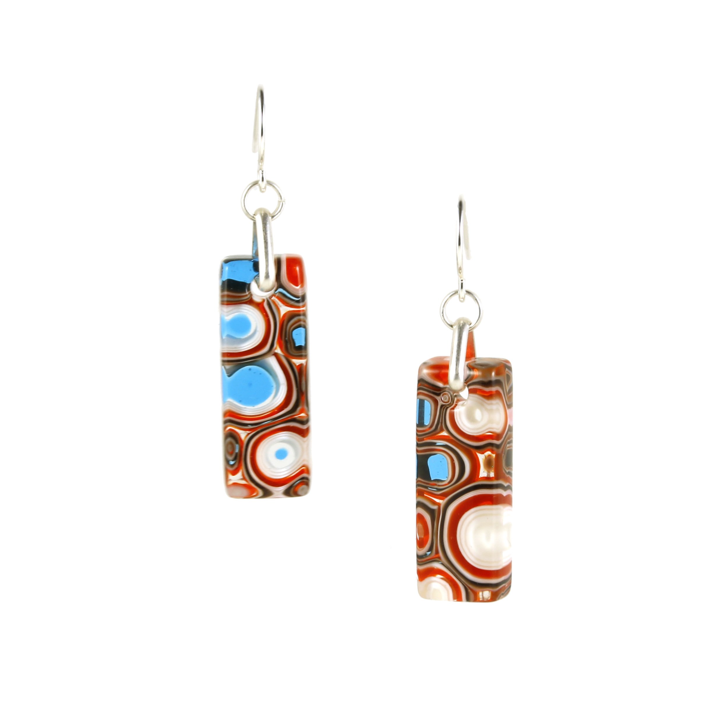 Art Glass Earrings: Proto-B - 05 Orange and Turquoise