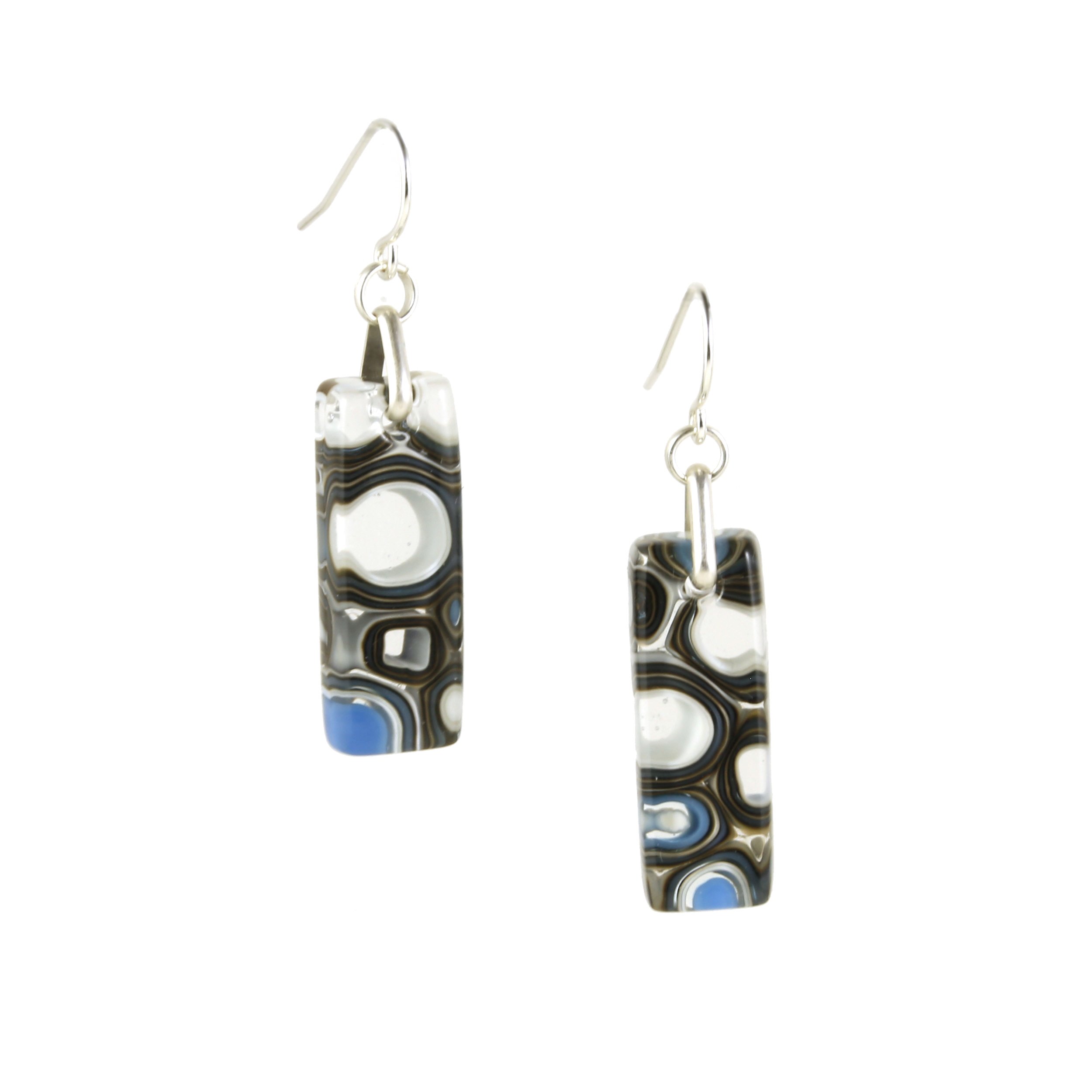 Art Glass Earrings: Proto-B - 07 French Vanilla and Egyptian Blue