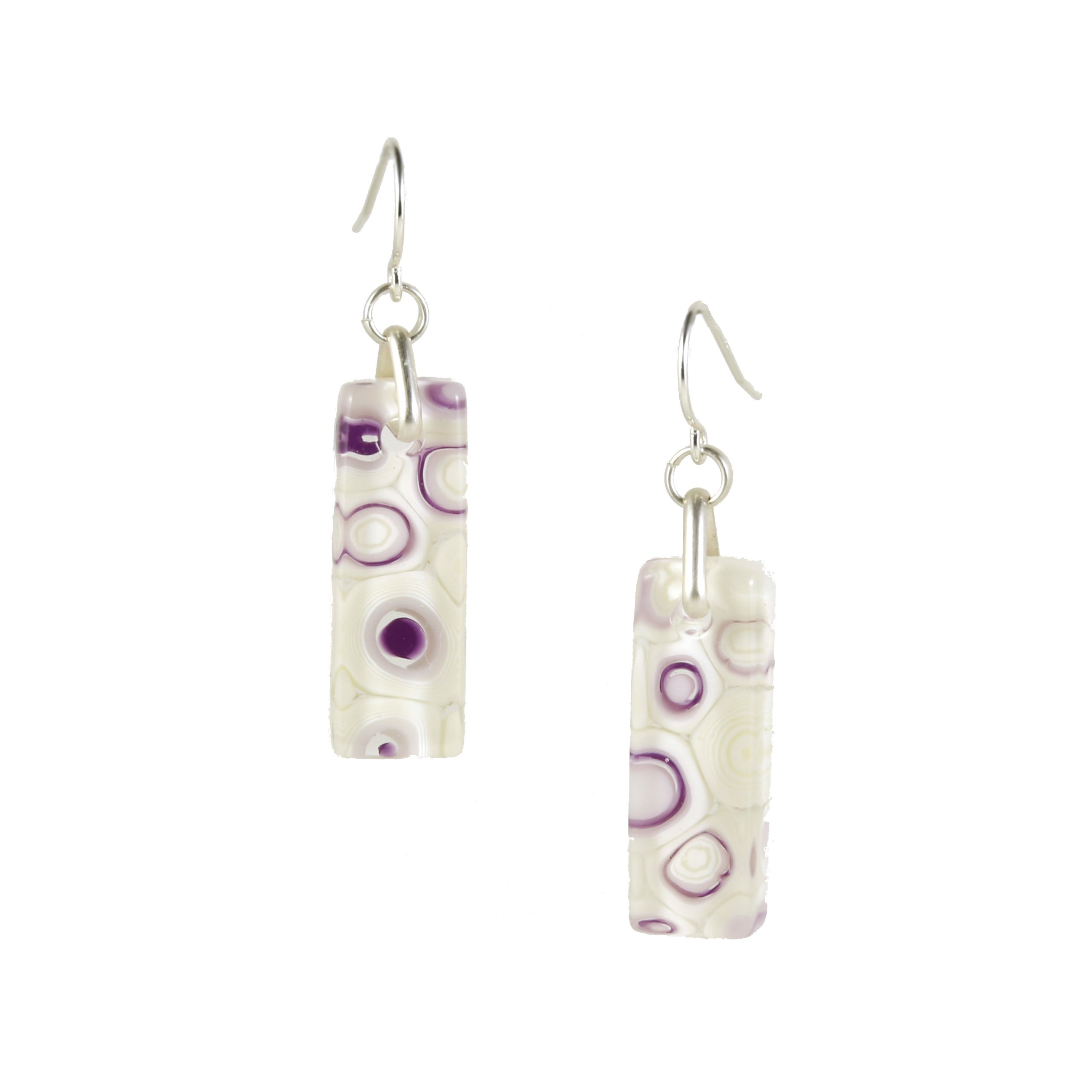 Art Glass Earrings: Proto-B - 16 Violet and French Vanilla