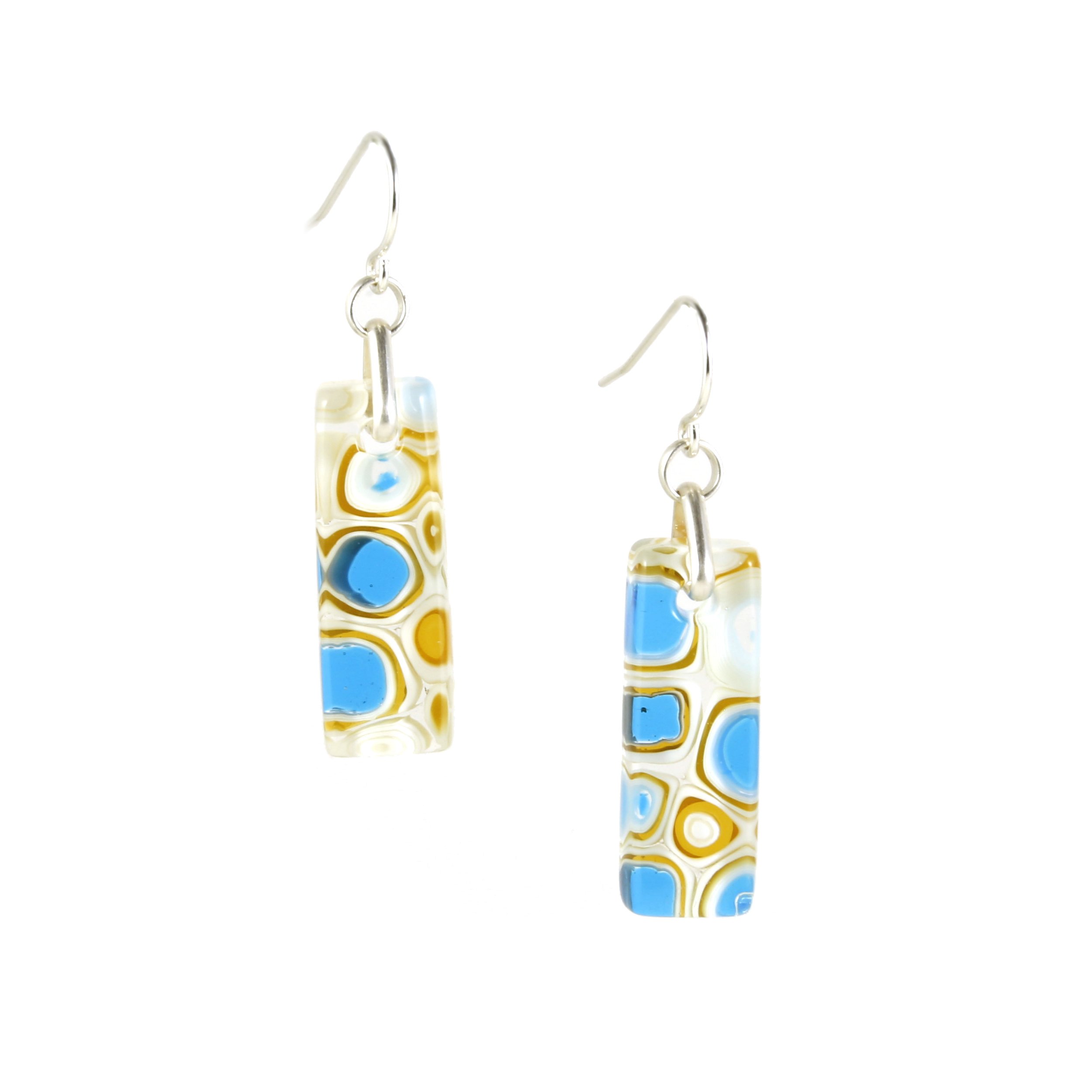 Art Glass Earrings: Proto-B - 24 Turquoise and Amber