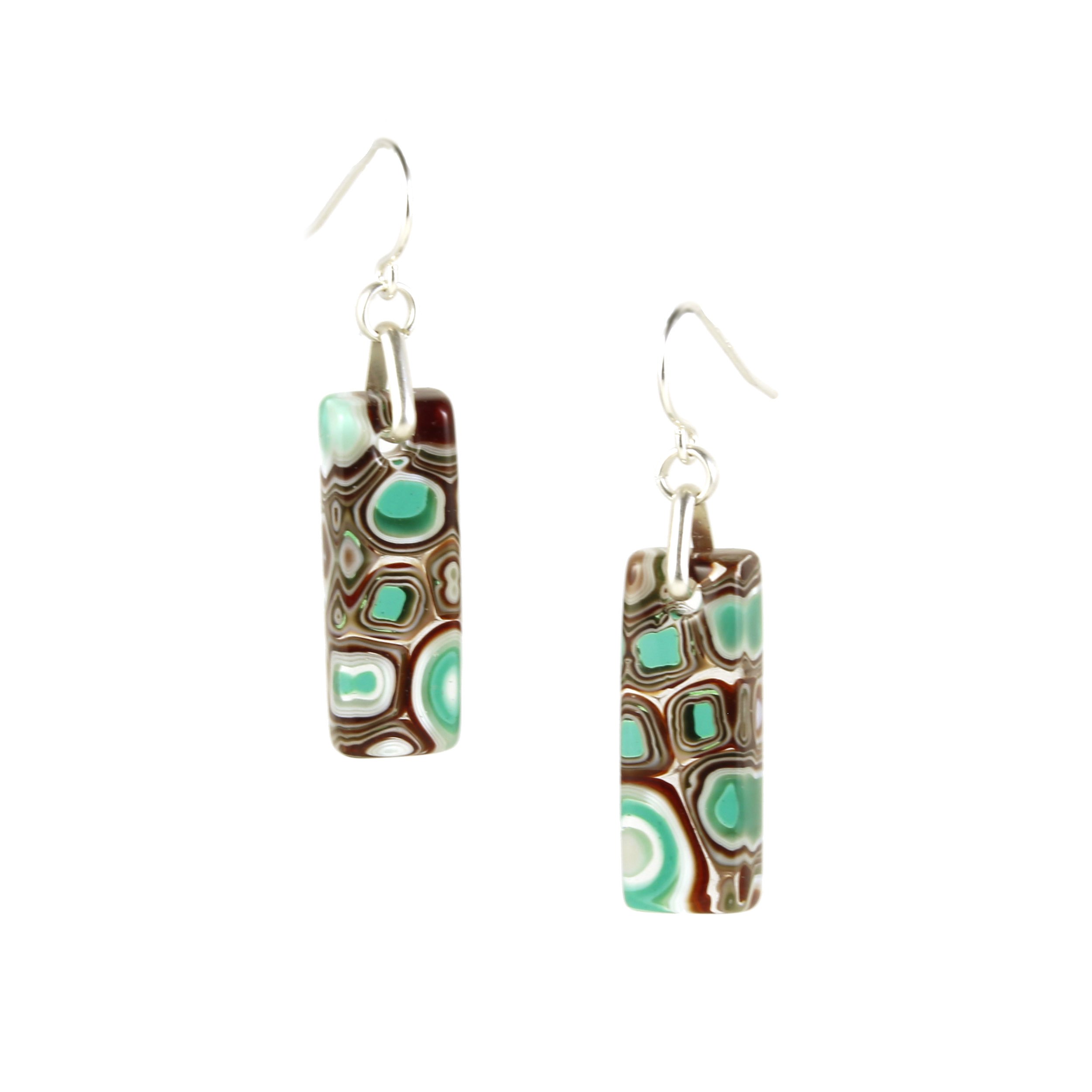 Art Glass Earrings: Proto-B - 29 Emerald and Garnet