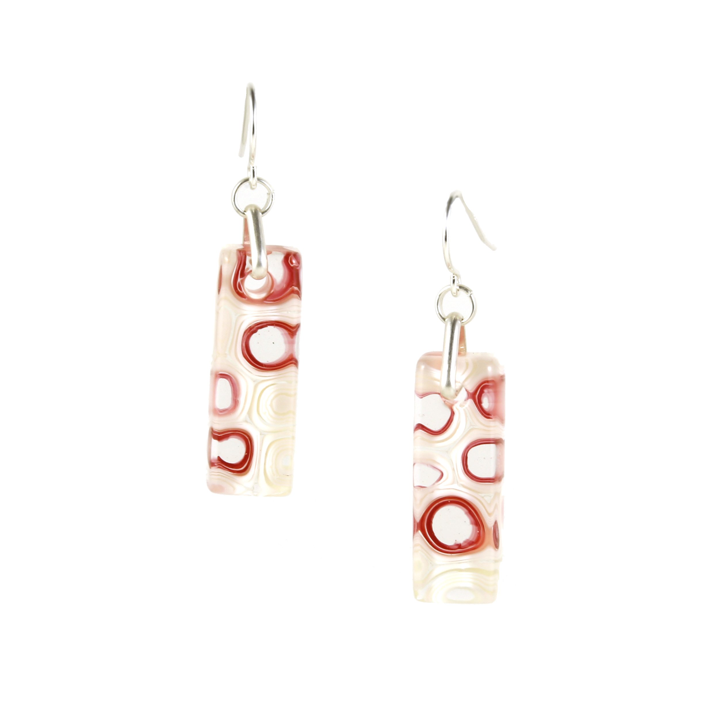 Art Glass Earrings: Proto-B - 27 Coral Sunset and French Vanilla