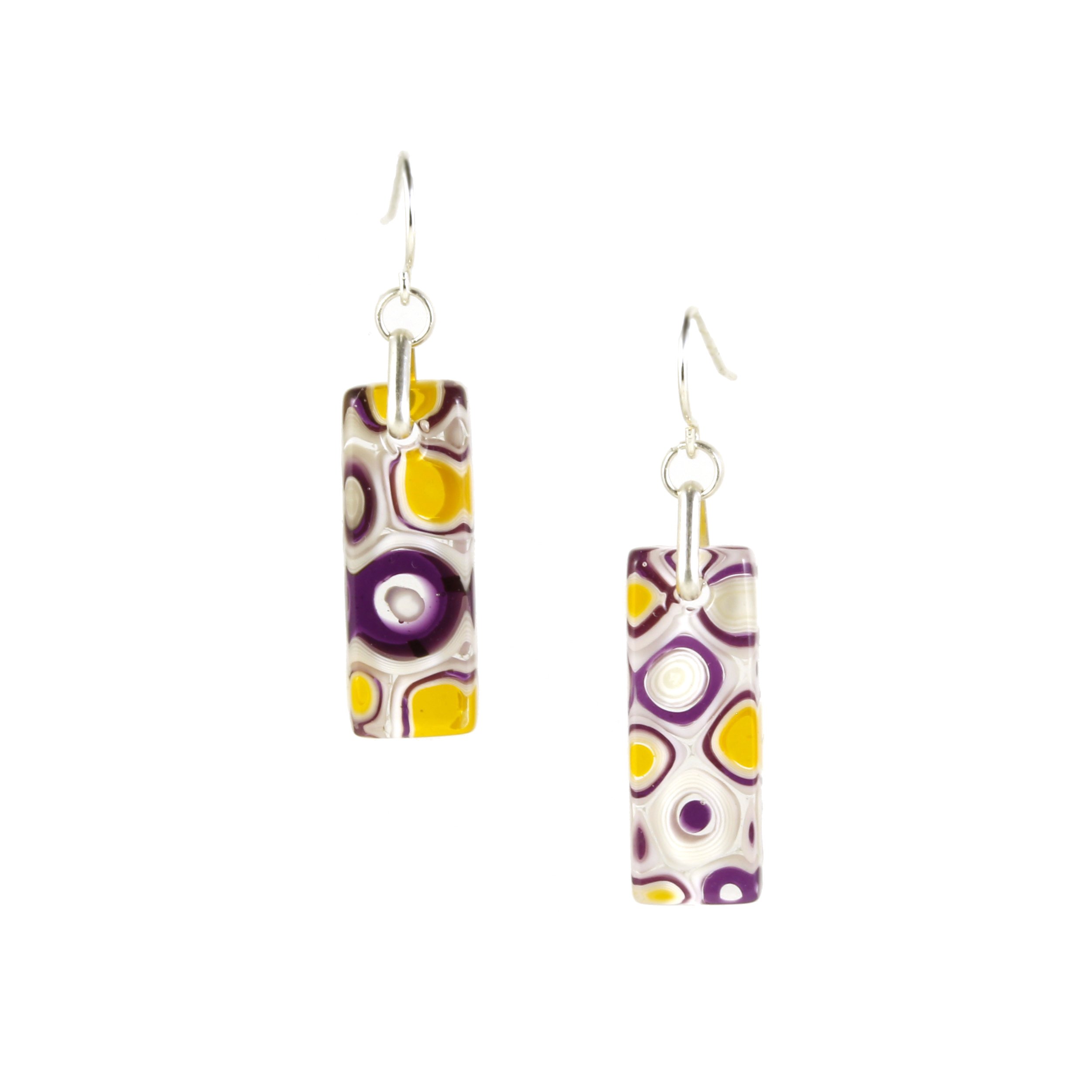 Art Glass Earrings: Proto-B - 30 Marigold and Violet