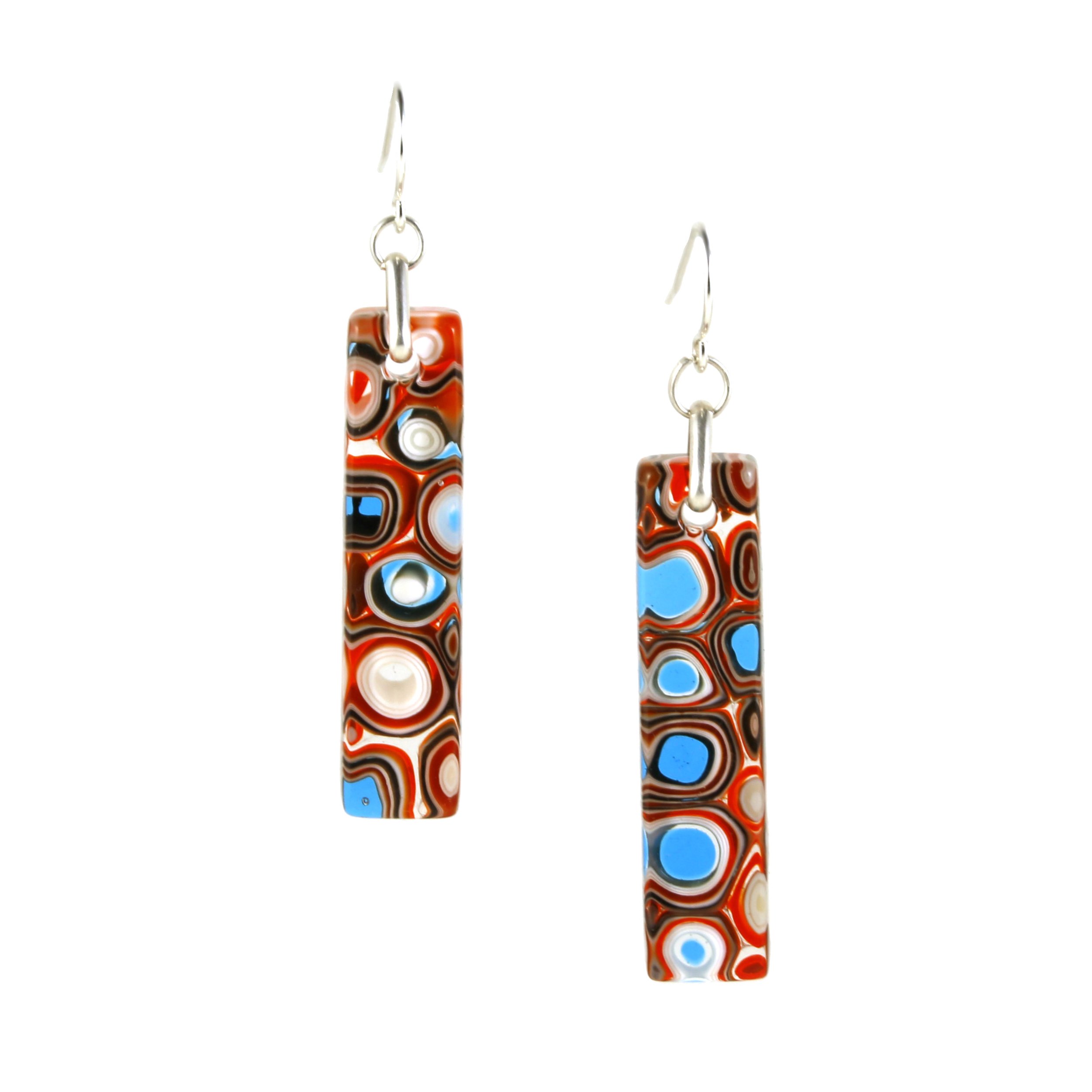 Art Glass Earrings: Proto-C - 05 Orange and Turquoise