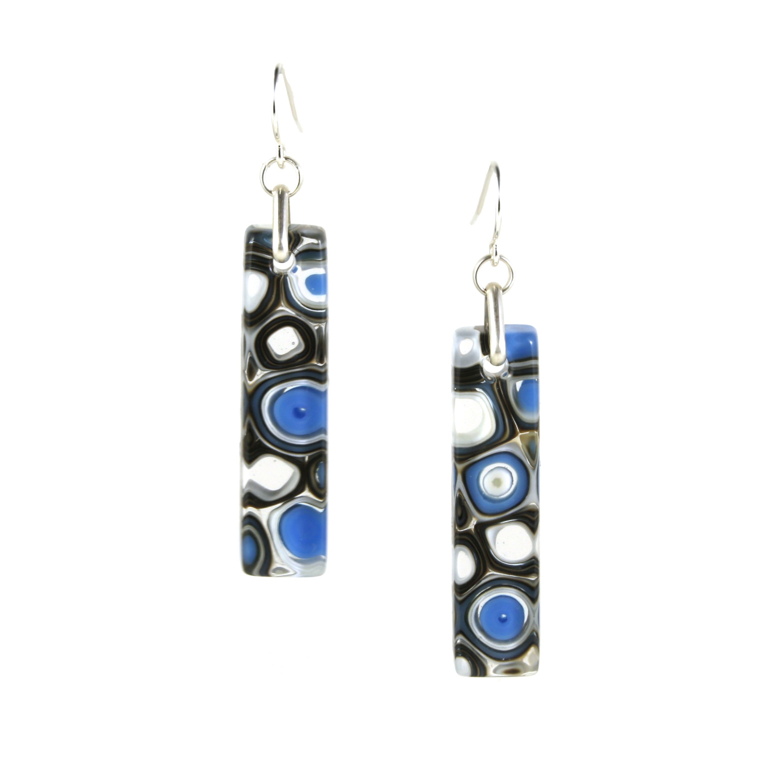 Art Glass Earrings: Proto-C - 07 French Vanilla and Egyptian Blue