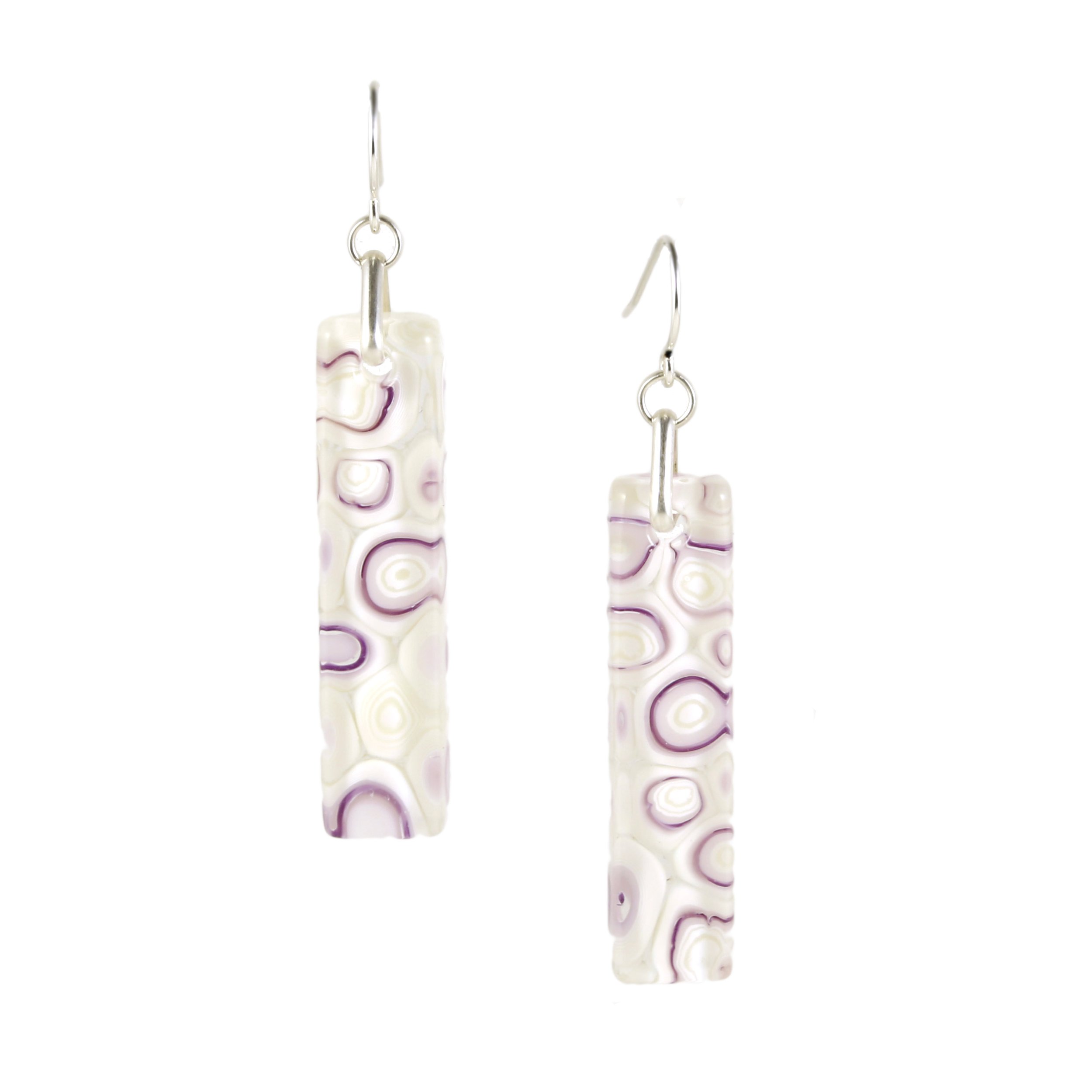 Art Glass Earrings: Proto-C - 16 Violet and French Vanilla