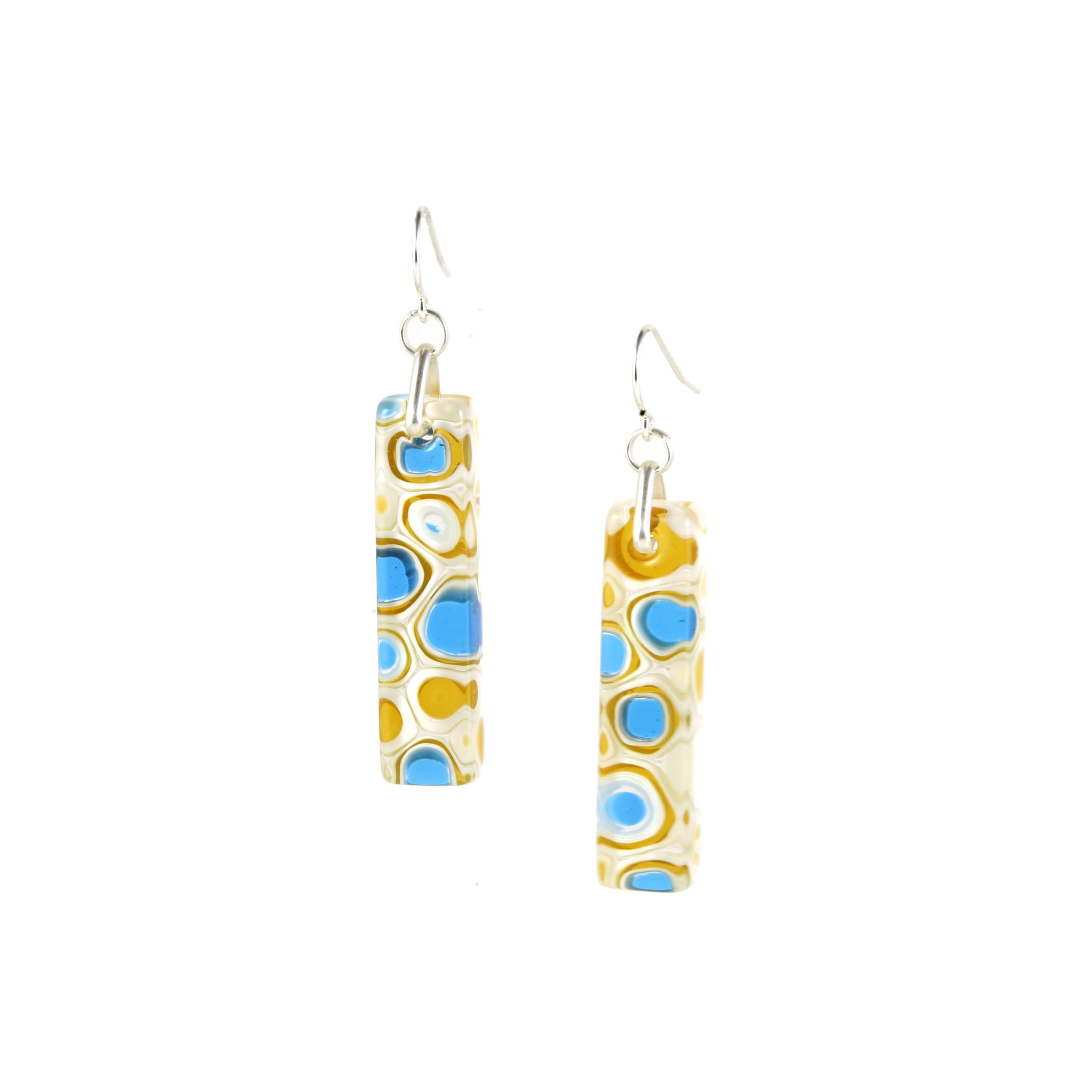 Art Glass Earrings: Proto-C - 24 Turquoise and Amber