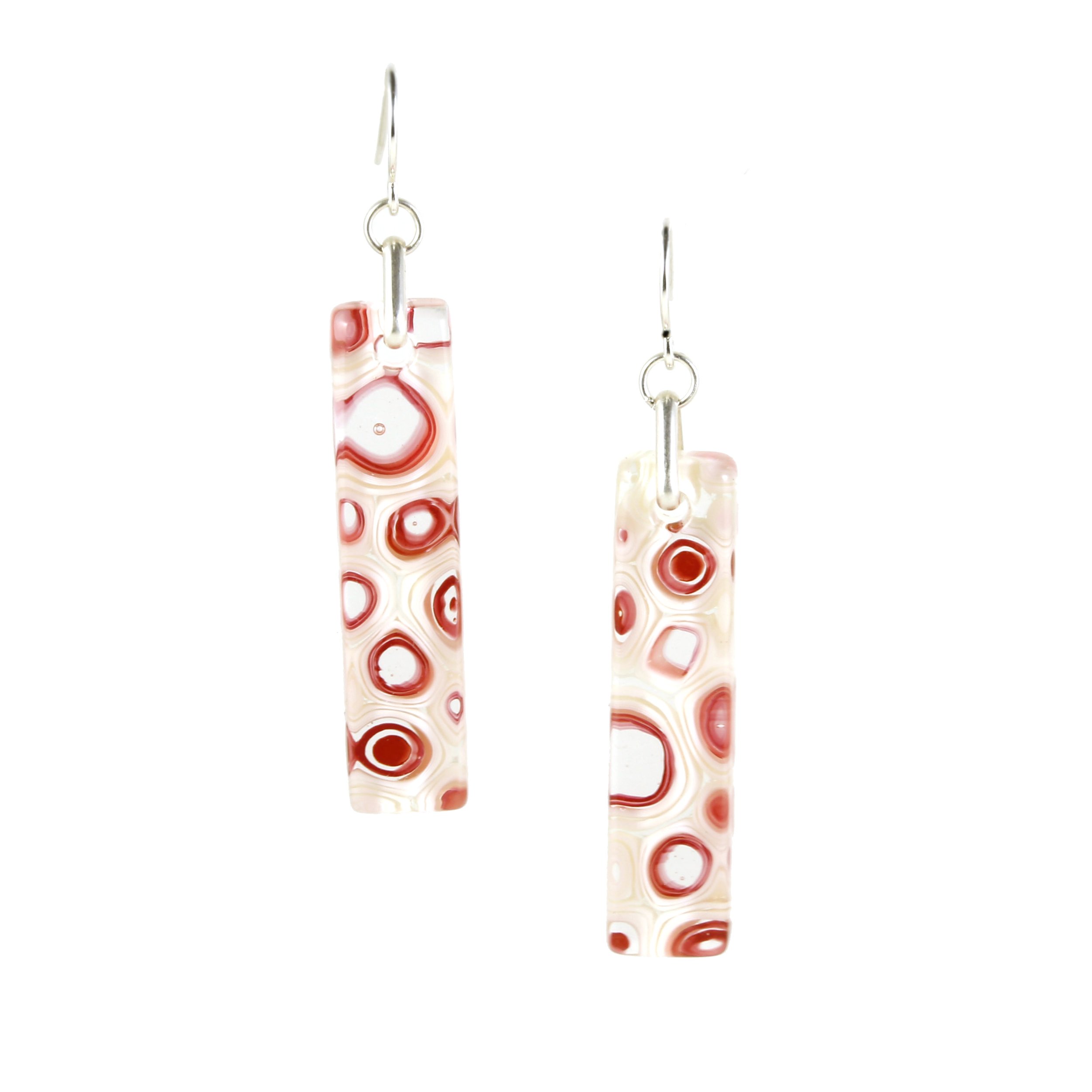 Art Glass Earrings: Proto-C - 27 Coral Sunset and French Vanilla