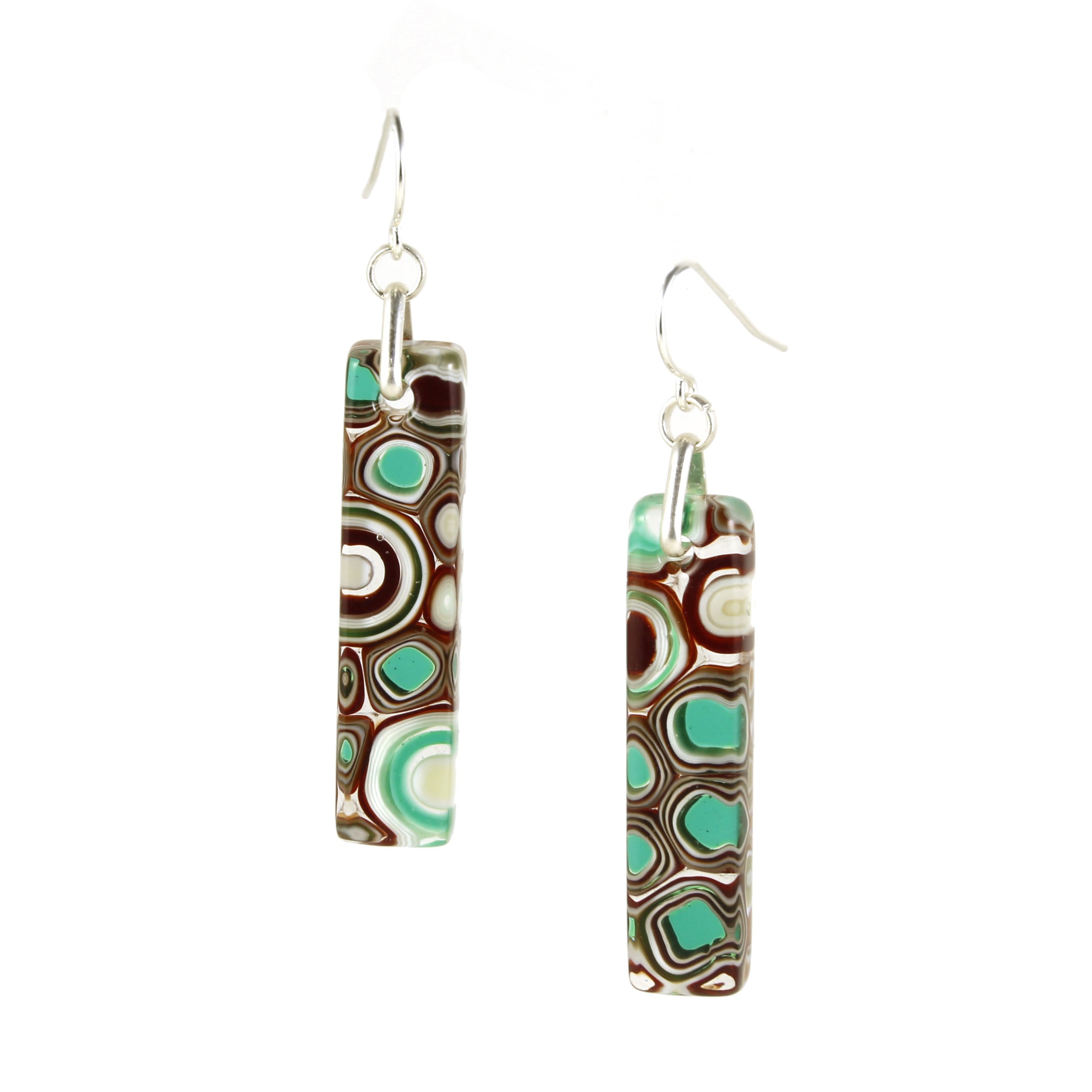 Art Glass Earrings: Proto-C - 29 Emerald and Garnet