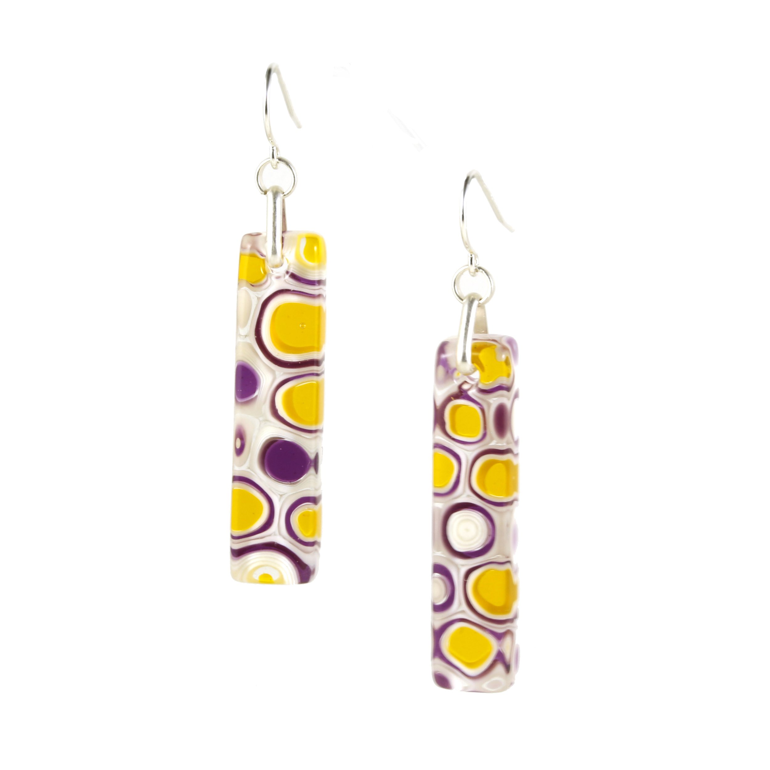 Art Glass Earrings: Proto-C - 30 Marigold and Violet