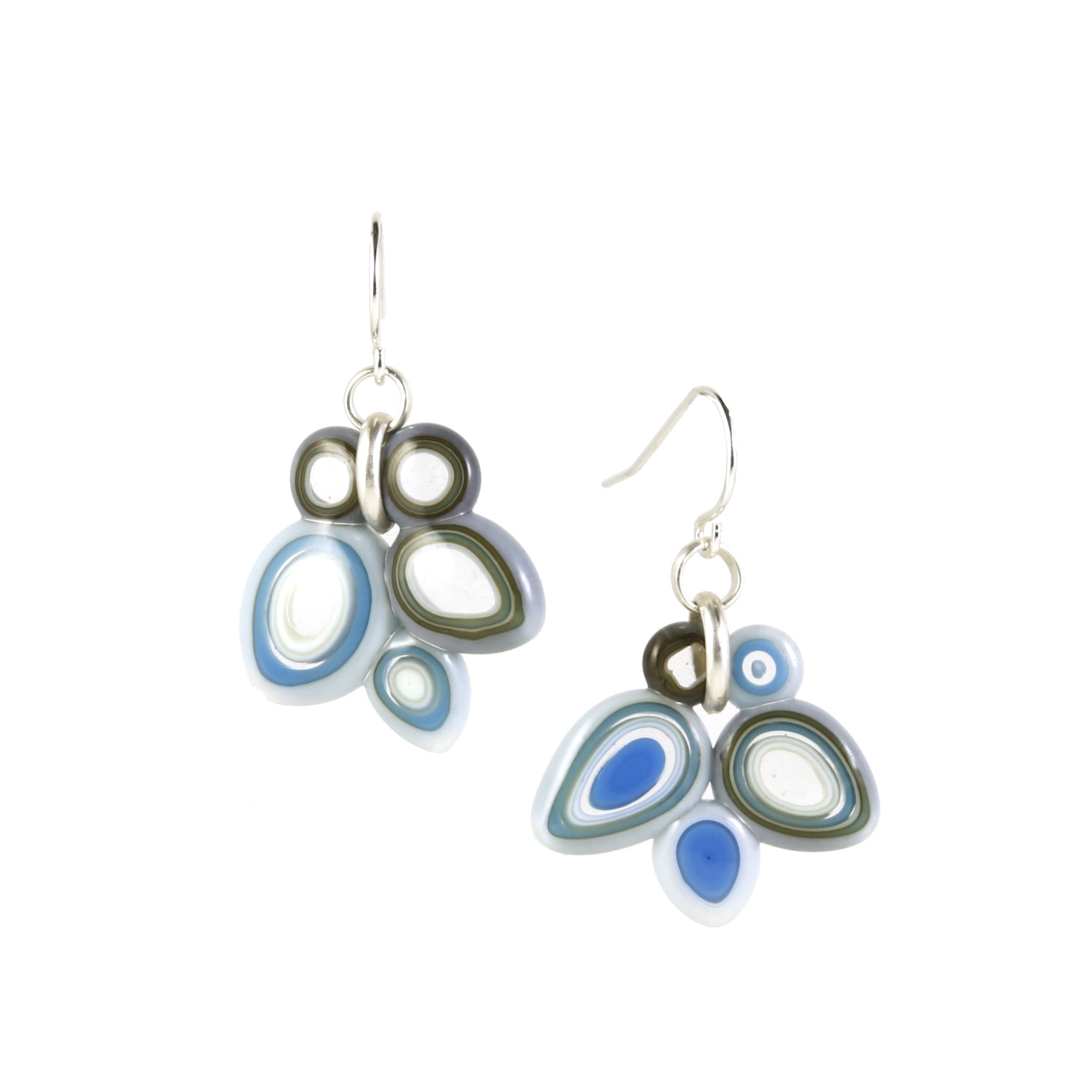 Art Glass Earrings: Pod - 07 French Vanilla and Egyptian Blue