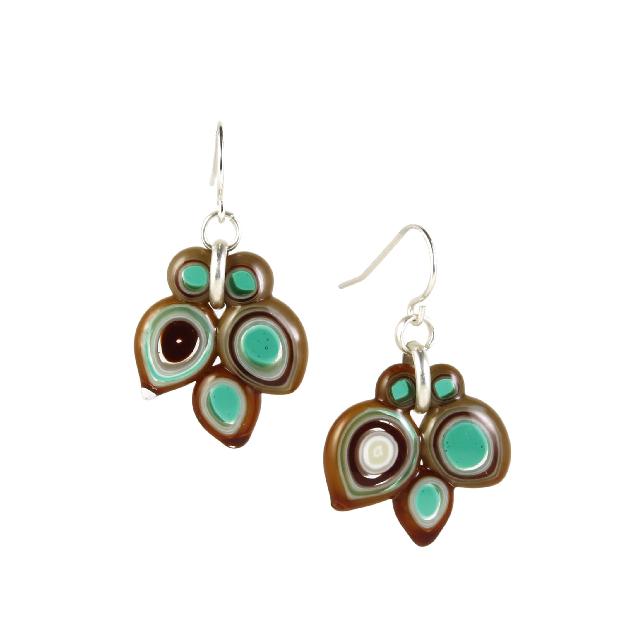 Art Glass Earrings: Pod - 29 Emerald and Garnet