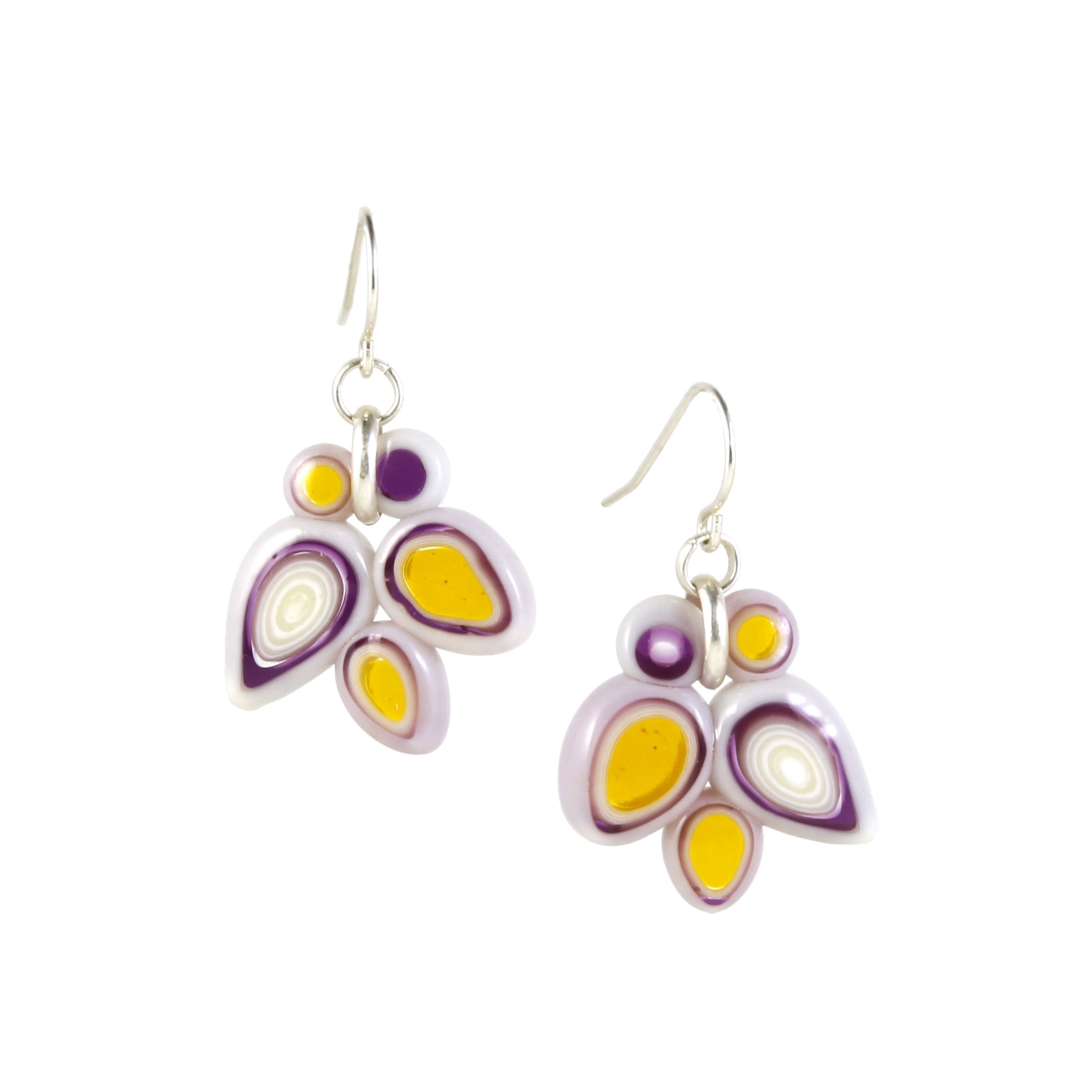 Art Glass Earrings: Pod - 30 Marigold and Violet