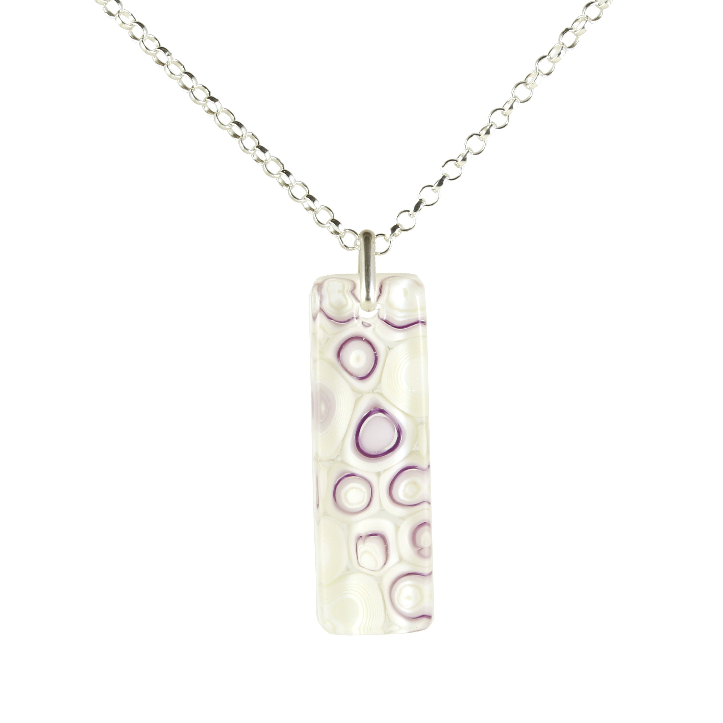 Art Glass Necklace: Proto - 16 Violet and French Vanilla