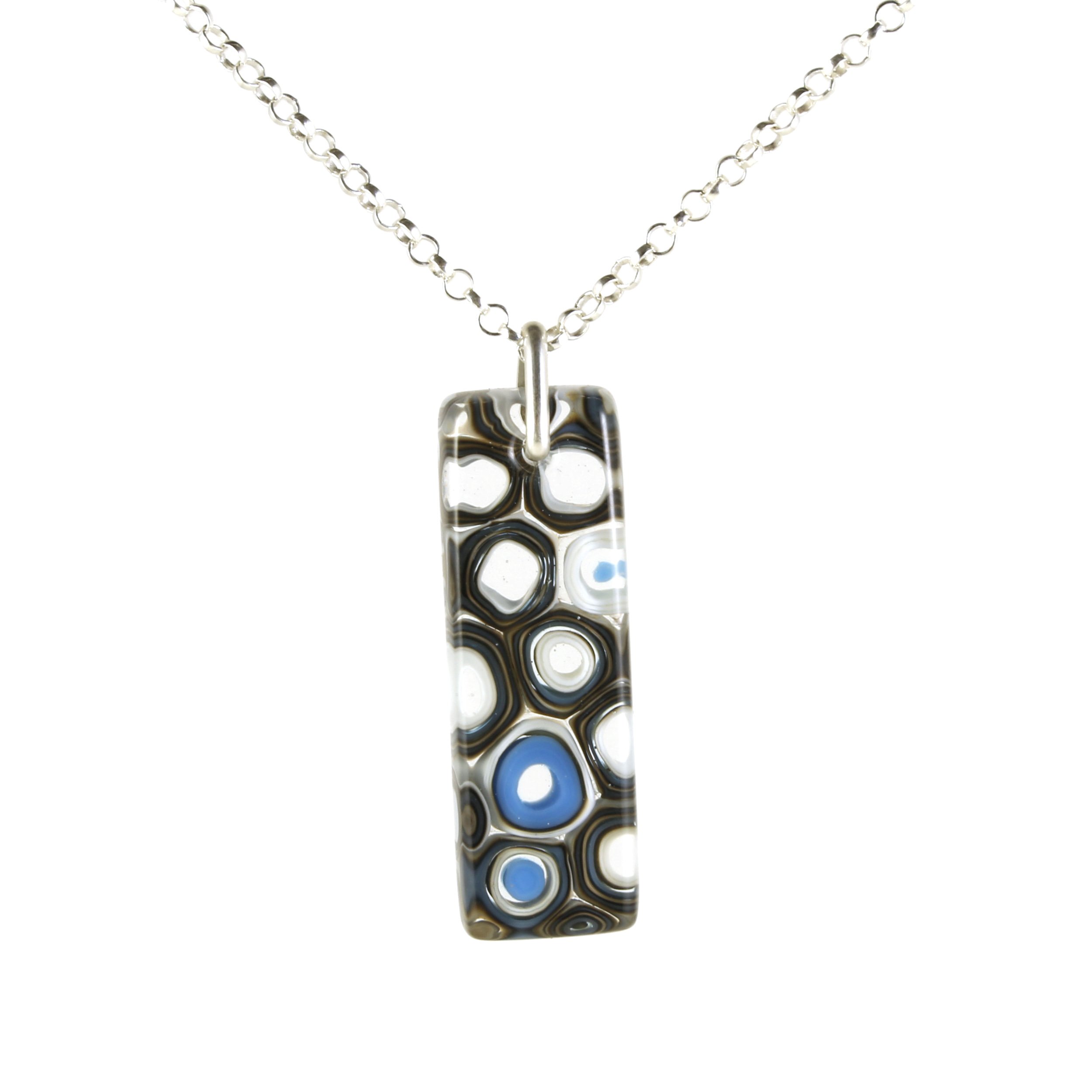 Art Glass Necklace: Proto - 07 French Vanilla and Egyptian Blue