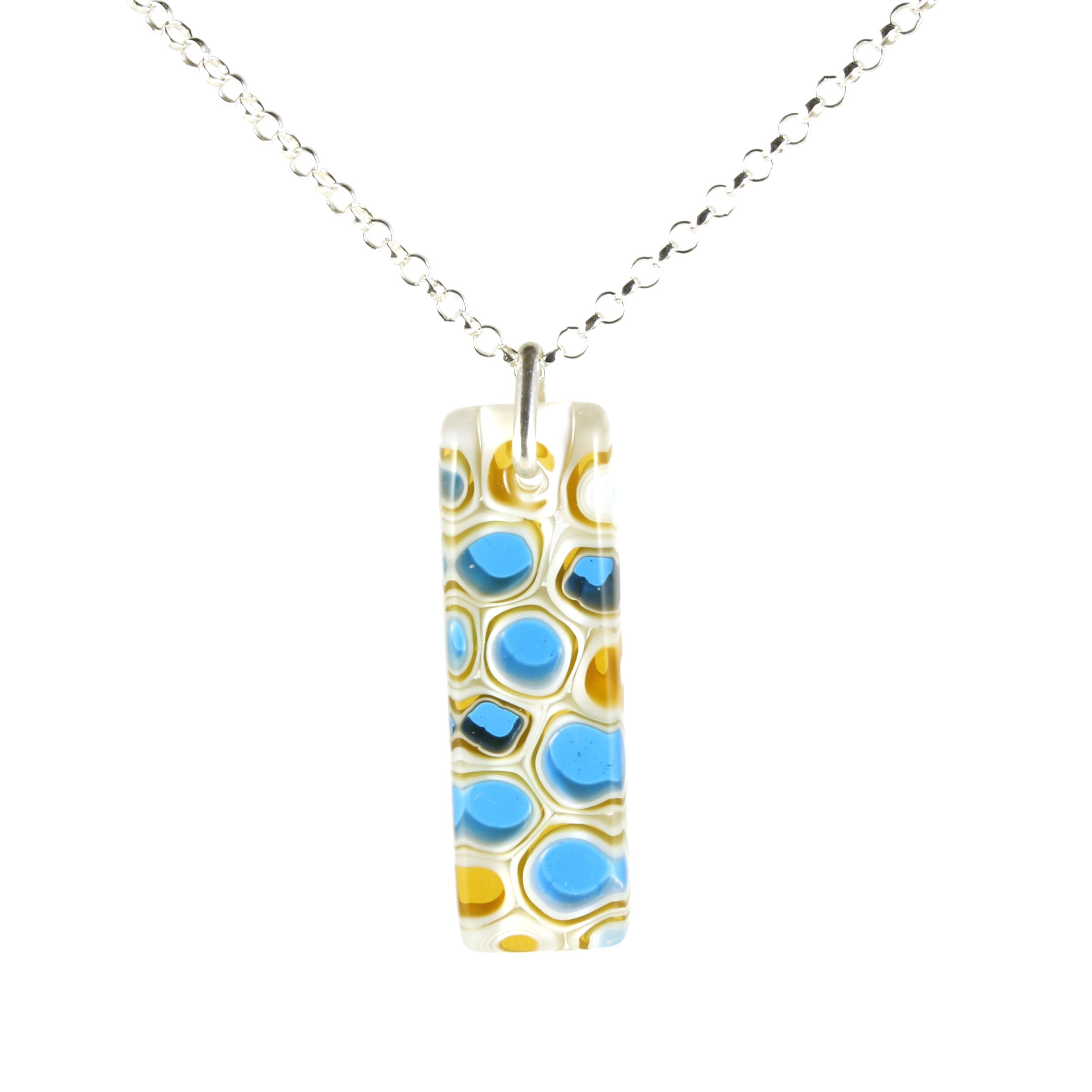 Art Glass Necklace: Proto - 24 Turquoise and Amber