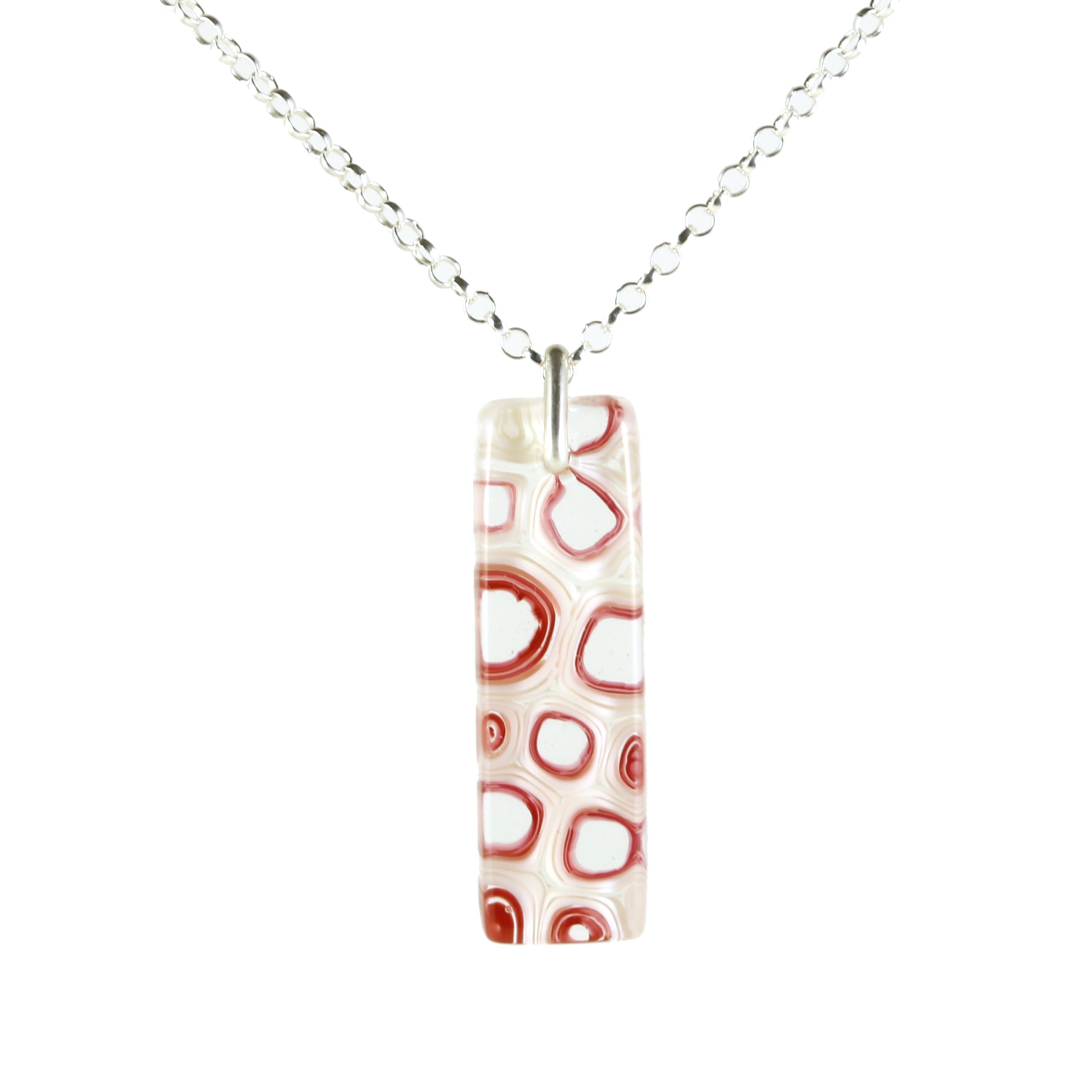 Art Glass Necklace: Proto - 27 Coral Sunset and French Vanilla