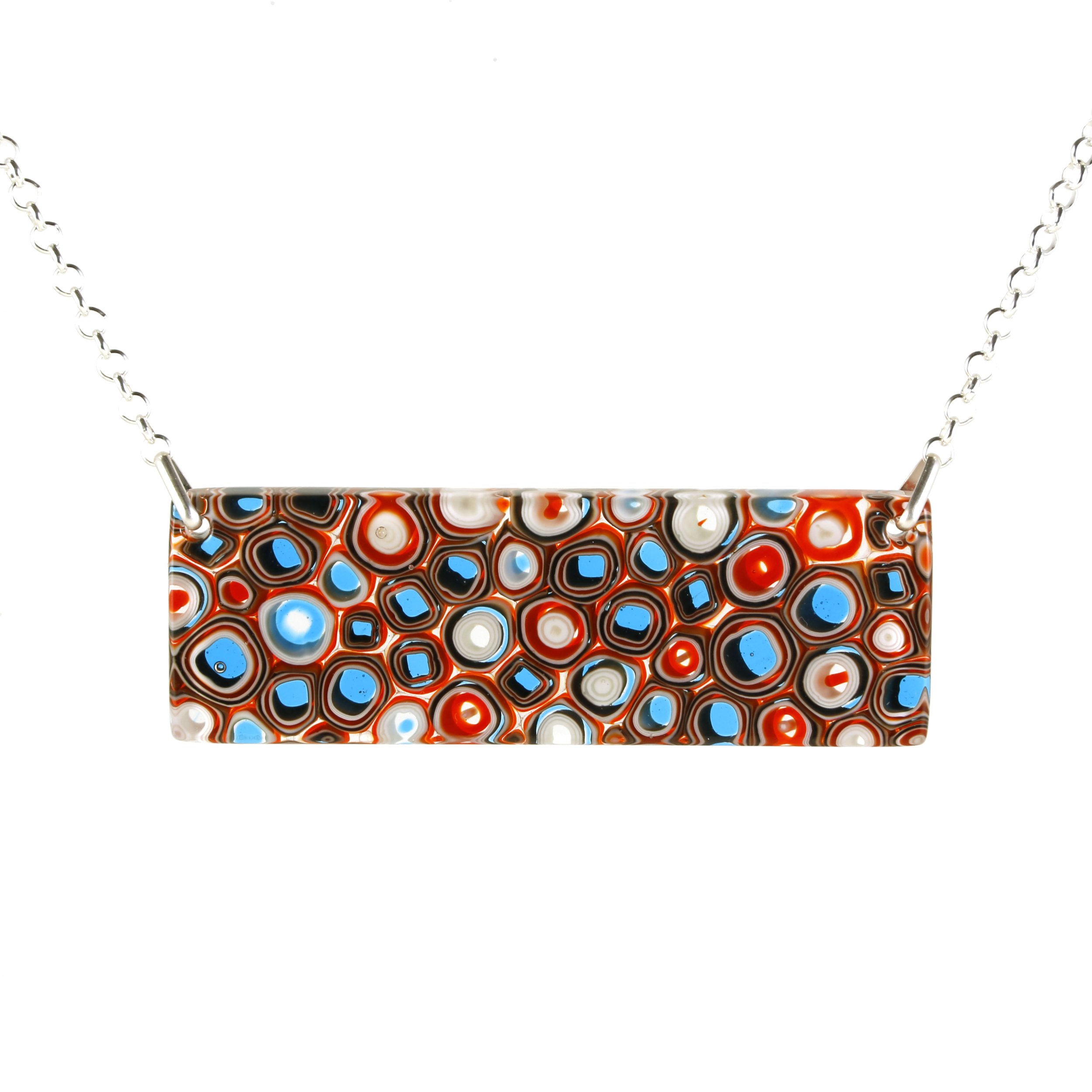 Art Glass Necklace: Span - 05 Orange and Turquoise