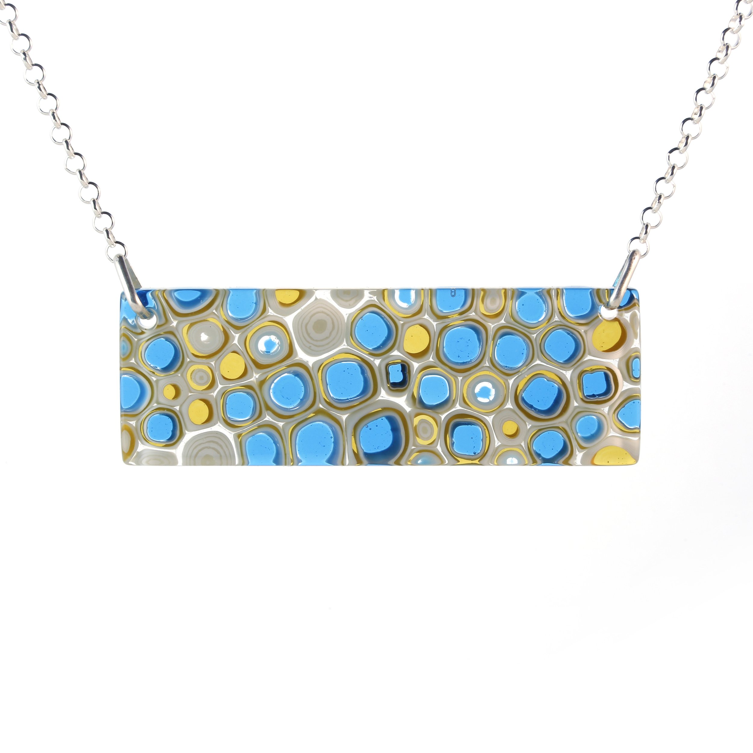 Art Glass Necklace: Span - 24 Turquoise and Amber