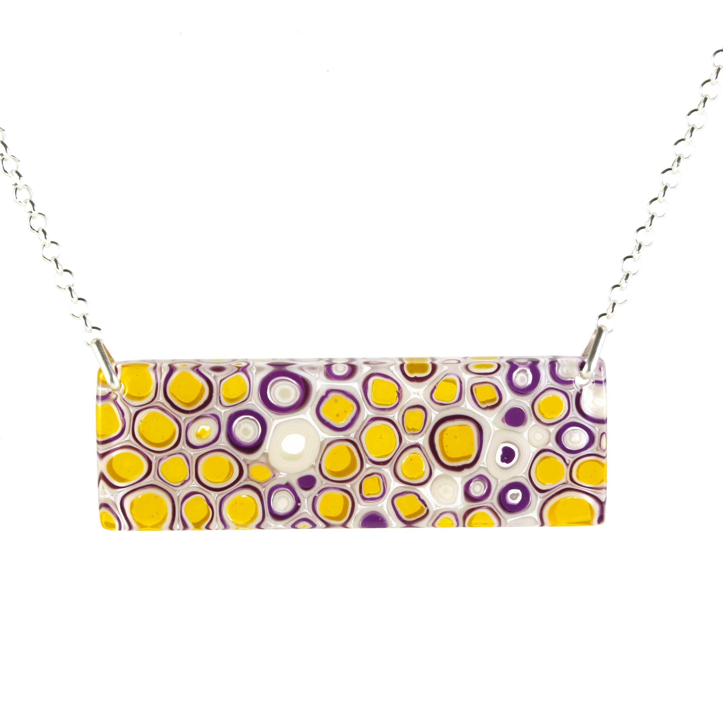 Art Glass Necklace: Span - 30 Marigold and Violet