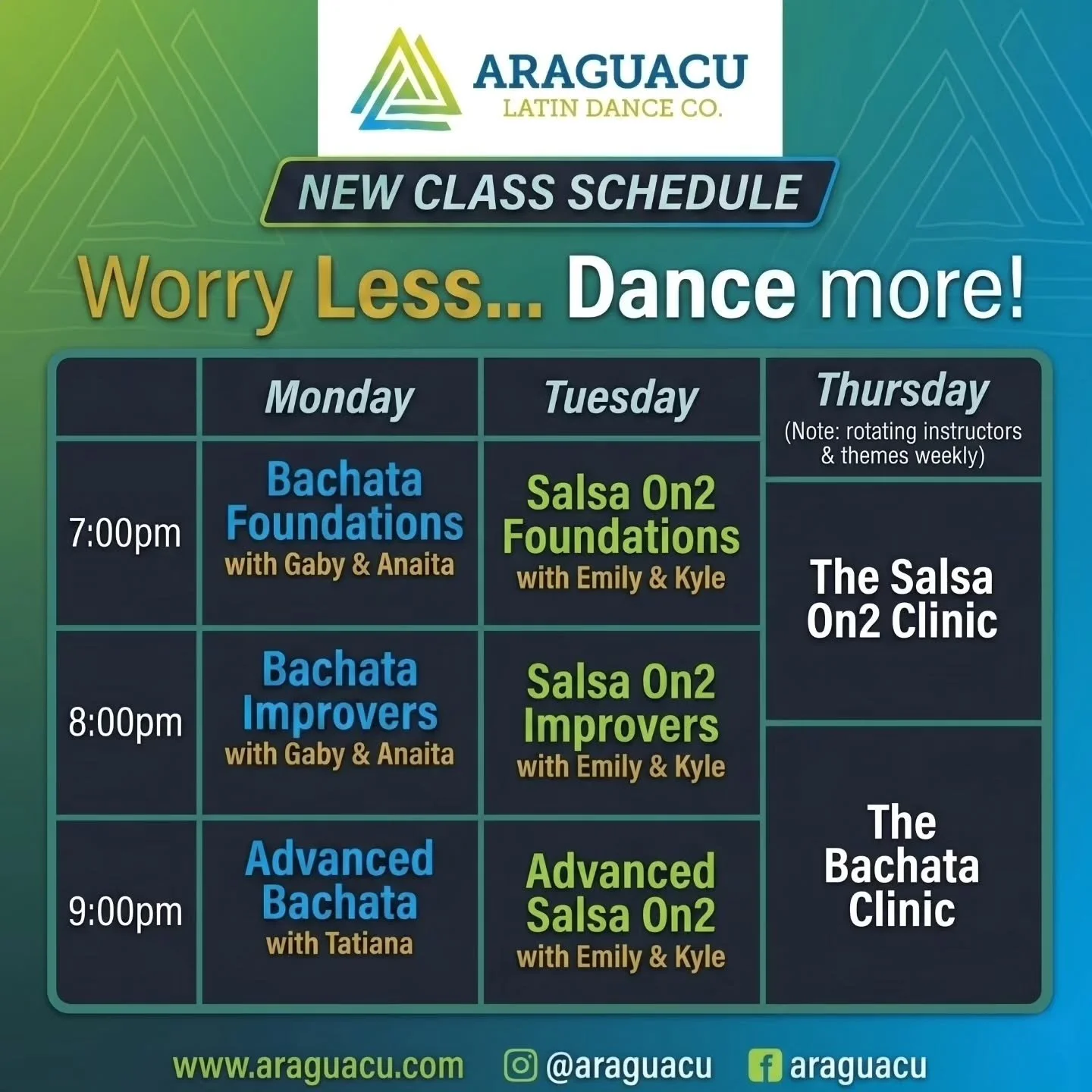☀️ NEW SCHEDULE DROP &amp; SUMMER OPEN HOUSE! ☀️

You asked, and we listened!
Starting this July, we are officially launching our brand-new, leveled-up class schedule designed to take your Salsa and Bachata to a whole new level. 🚀

We are launching 