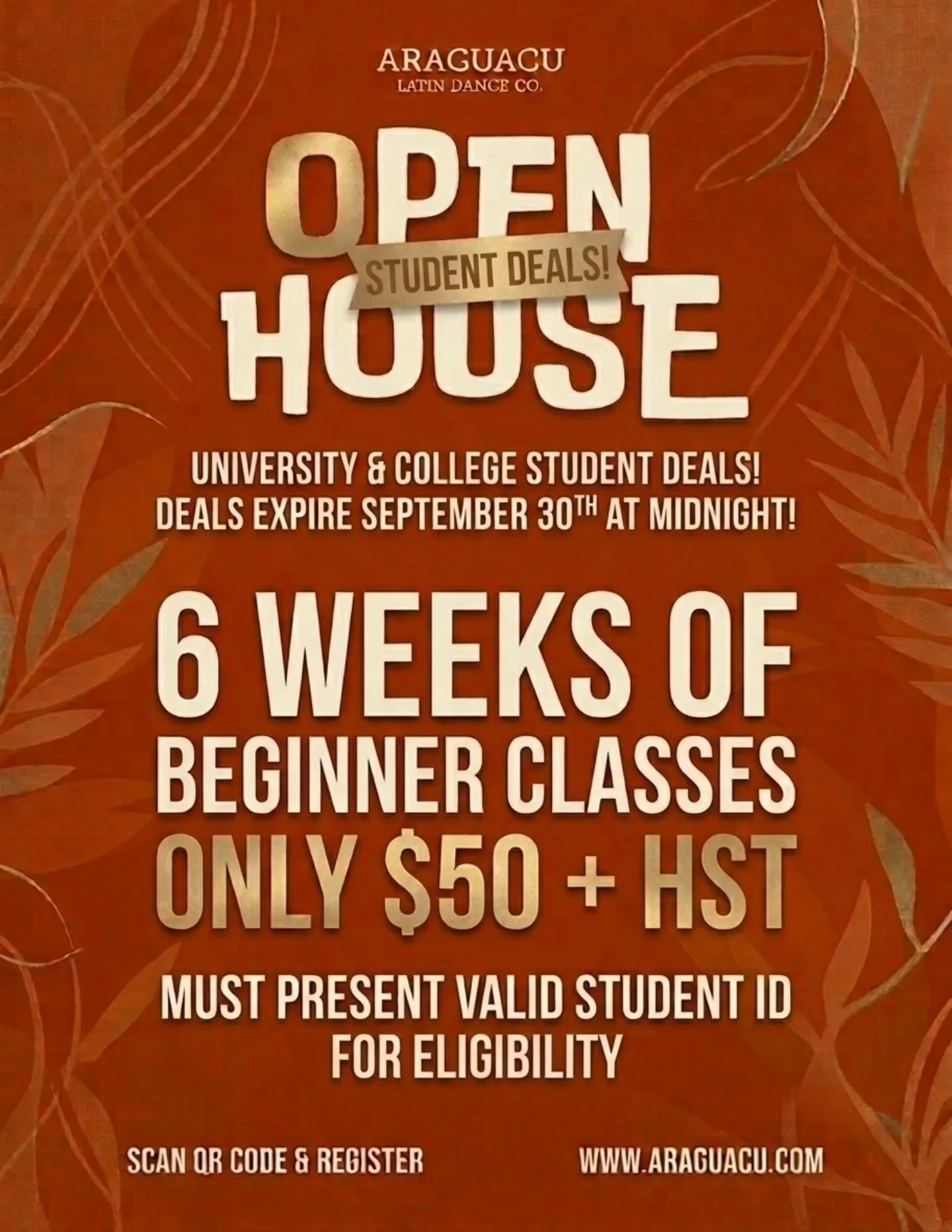 Calling all university &amp; college students: your ultimate study break has arrived. 💃🏽✨🕺🏿

Starting September 8th, we&rsquo;re dropping our exclusive University &amp; College Student Deal: 6 WEEKS of beginner classes for only $50 + HST. 

That&