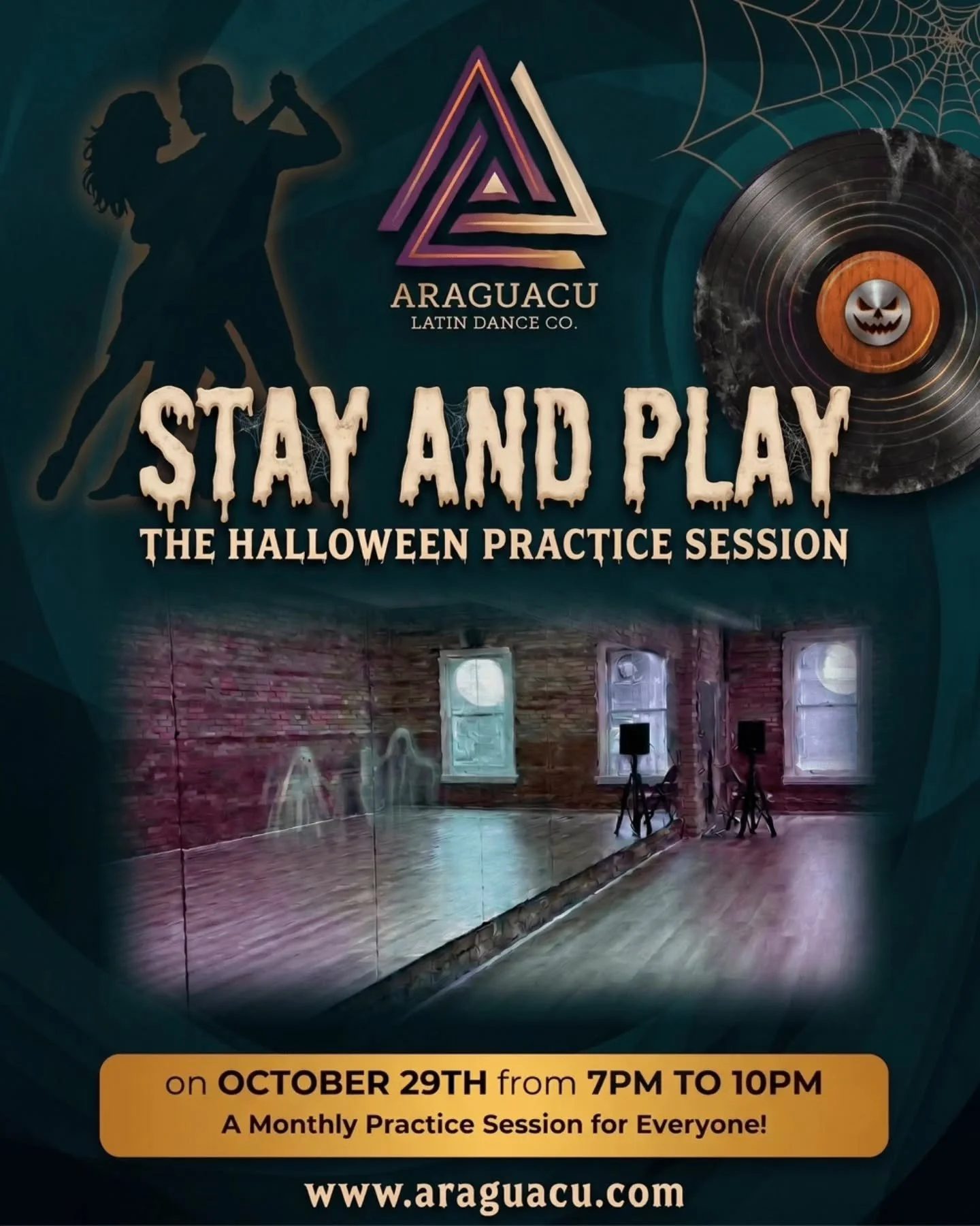 Spooky season is taking over the dance floor! 🎃👻 Join us on October 29th for a special Halloween edition of Stay and Play!

​Whether you want to practice your moves, social dance, or just vibe with the community, this night is for you.

​✨ Schedule