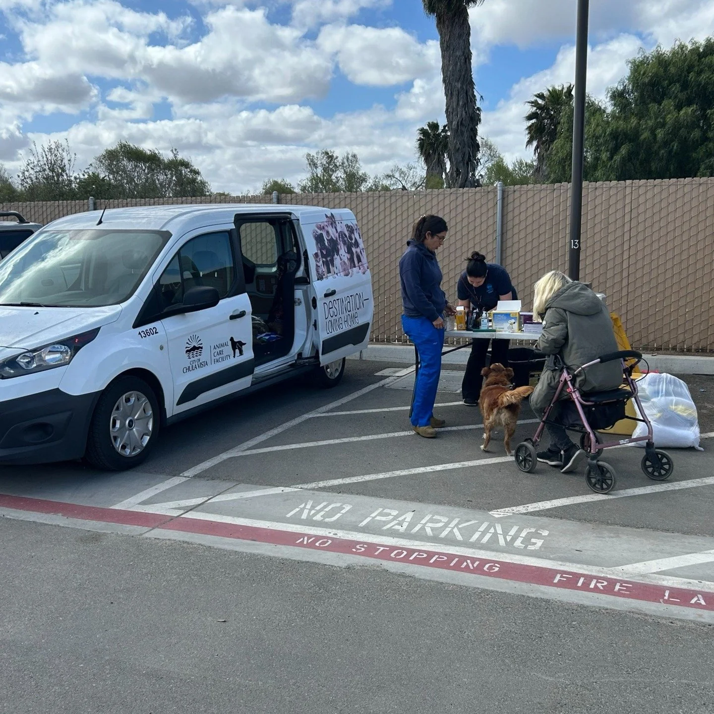 This week at City Net's Chula Vista Non-Congregate Shelter, the Chula Vista Animal Care Facility deployed their mobile vaccine clinic and two of their vets to administer services for our client's pets. All told, they provided services for 10 pets&mda