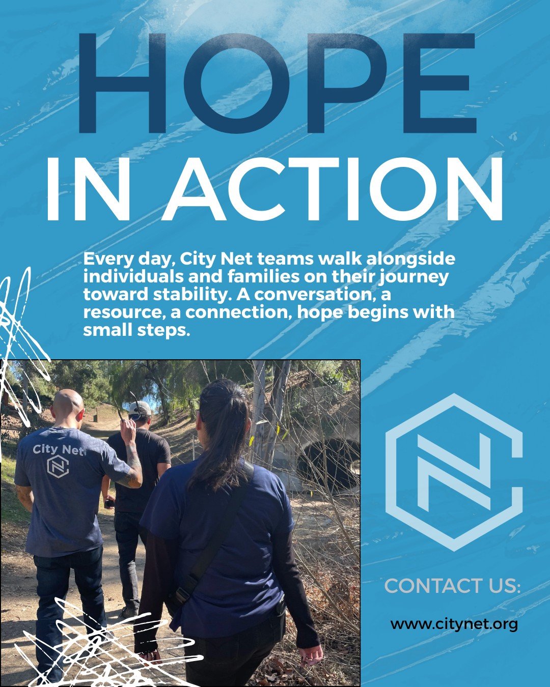 Every day, City Net teams walk alongside individuals and families on their journey toward stability. A conversation, a resource, a connection--hope begins with small steps. #HopeInAction #CommunitySupport #CityNet #JourneyToStability #SmallStepsBigIm