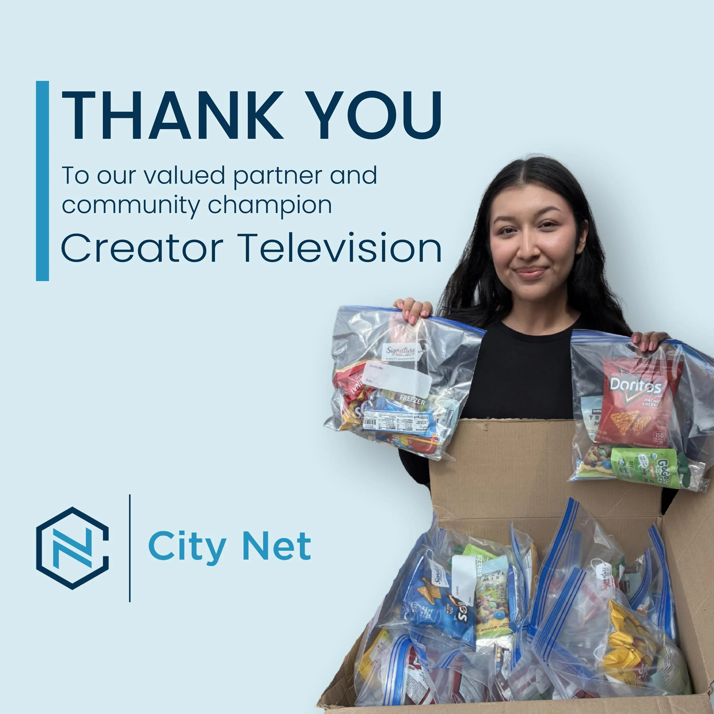 We couldn&rsquo;t be more thankful for our partnership with the amazing team at Creator Television! 💙
We look forward to continuing this amazing journey and making a lasting difference in our community together.

#Community #Partnership #GivingBack