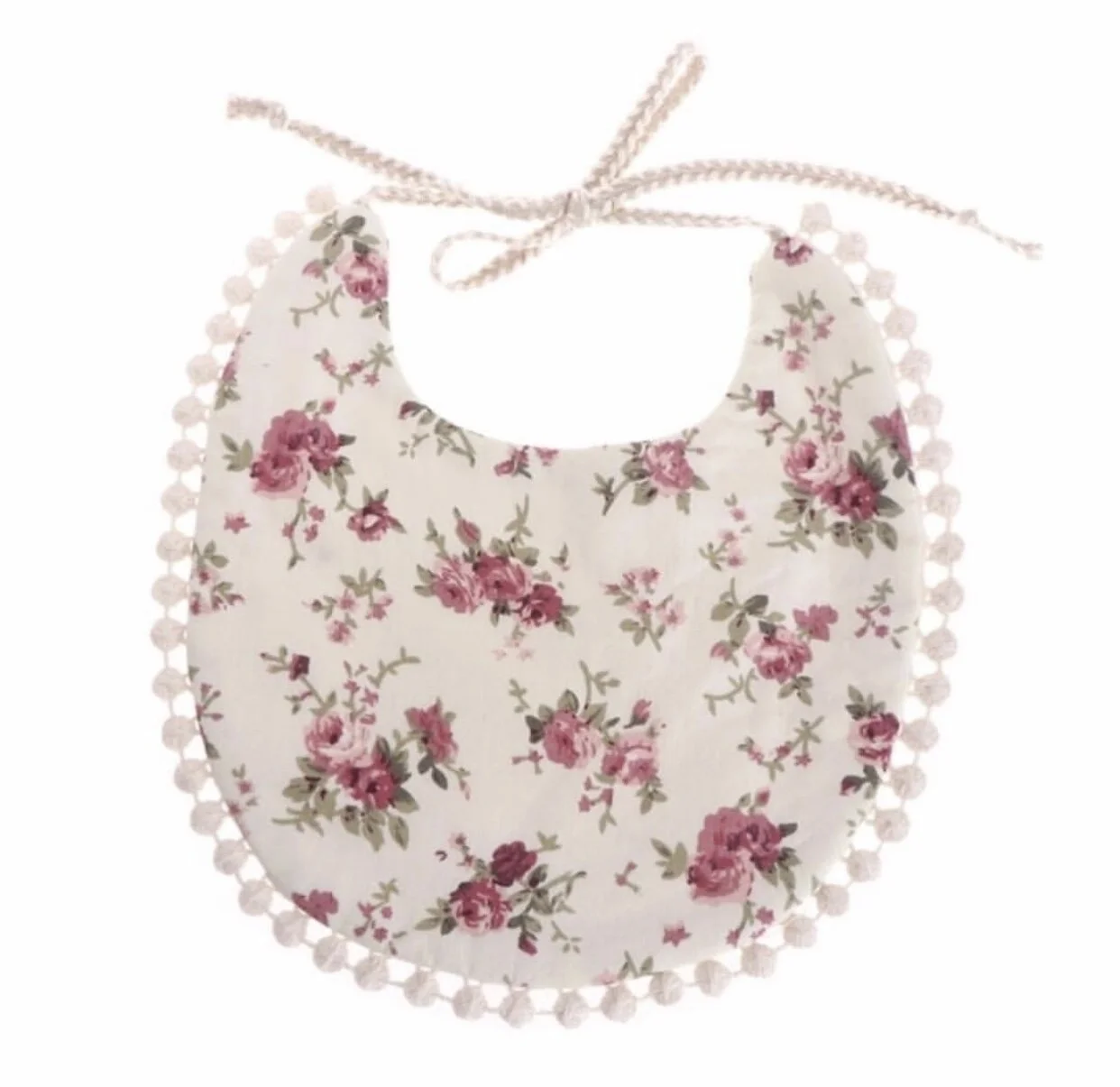 Floral Pom Pom Bib