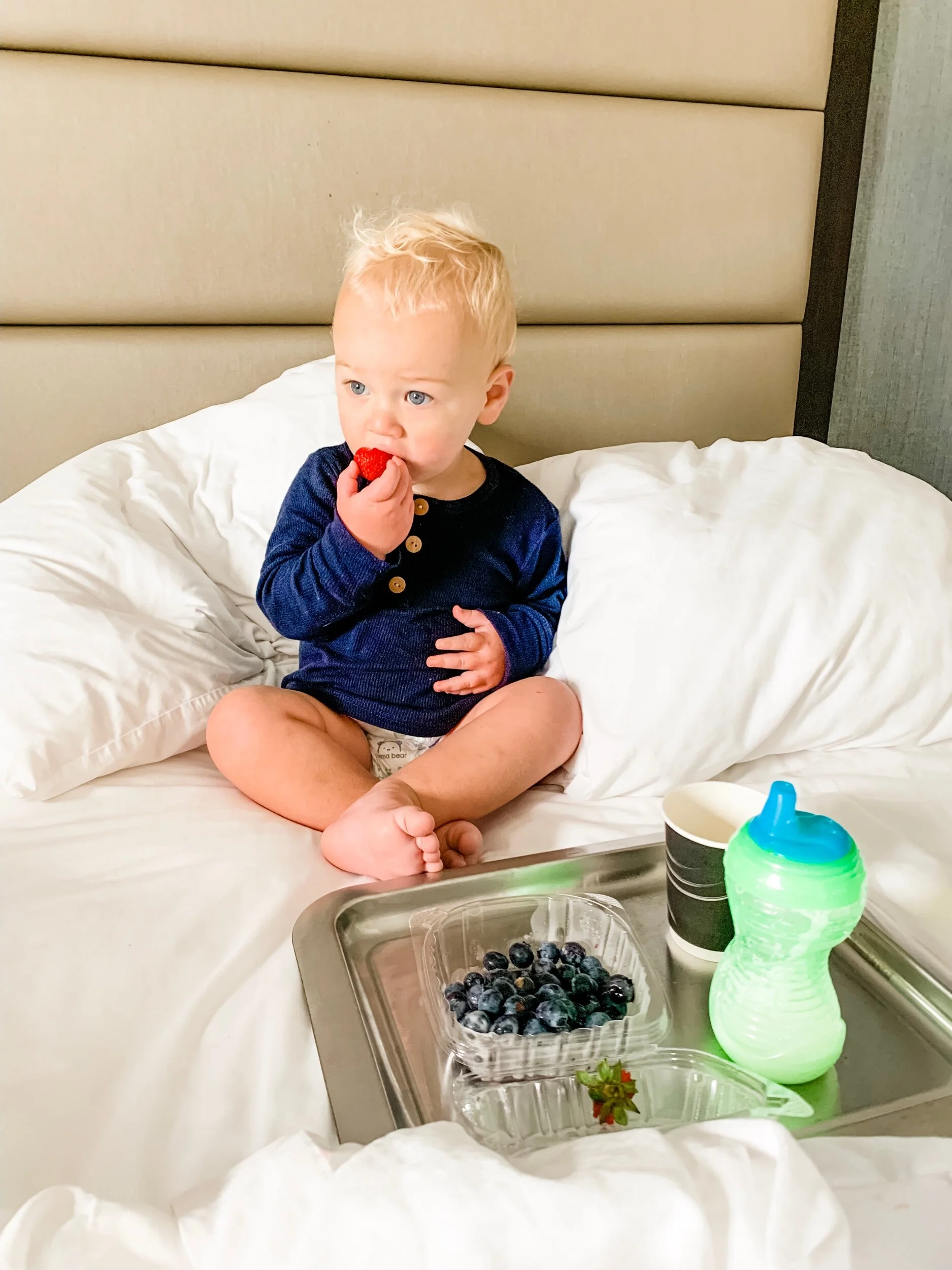 Breakfast in bed! Hampton is wearing the top to our Rory Jammies!!