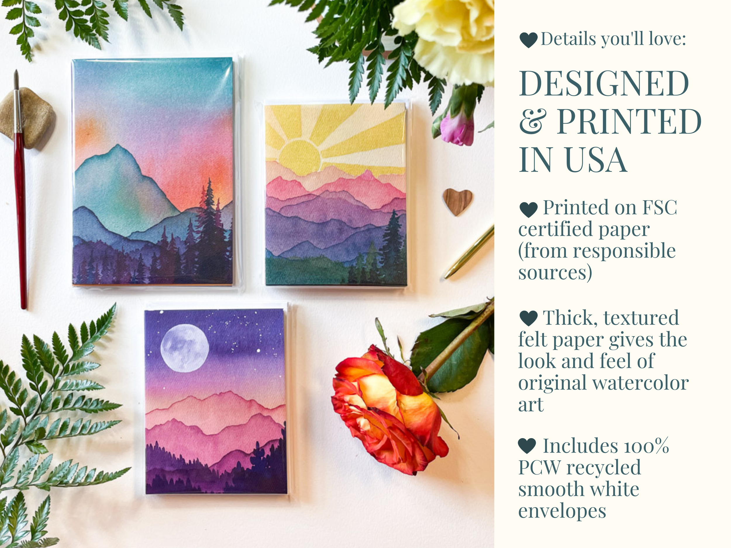 Organ Mountain Sunrise 3.5 X 5” Watercolor Set of 5 Details about   New Mexico Notecards 
