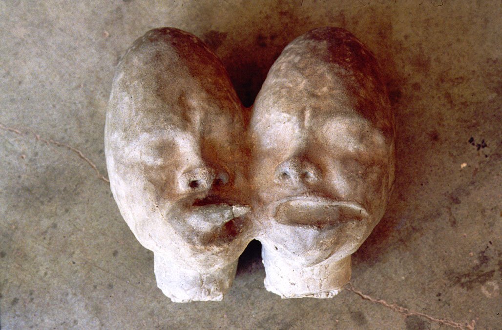 Freud’s Mouth: twins, (installed at the Power Plant), detail of cast concrete heads