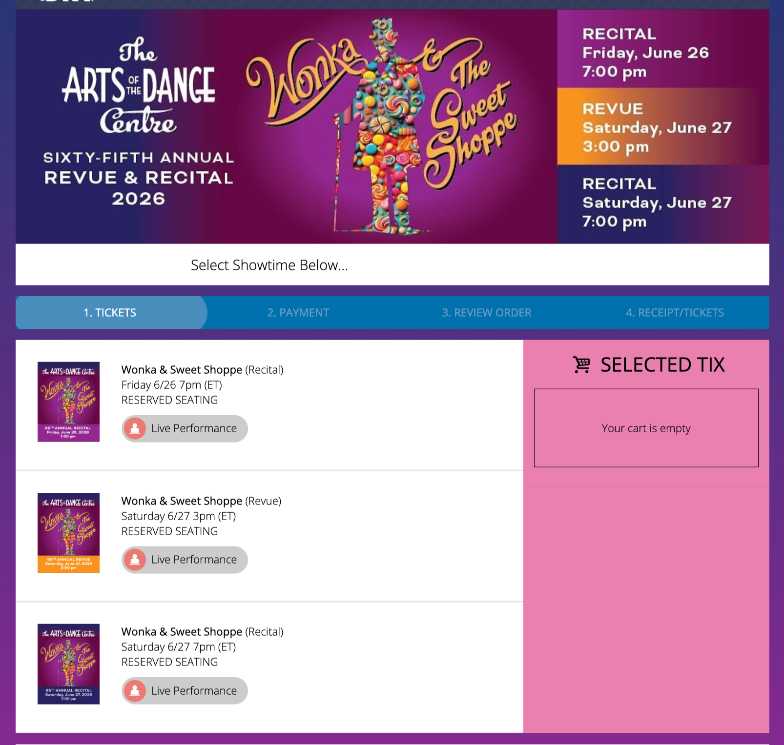 1.Select your Show - Click on the Live Performance Tab