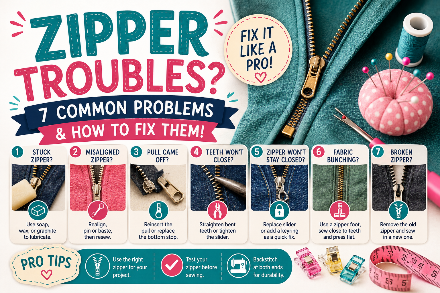 Zipper Troubleshooting Tips 🧵✨