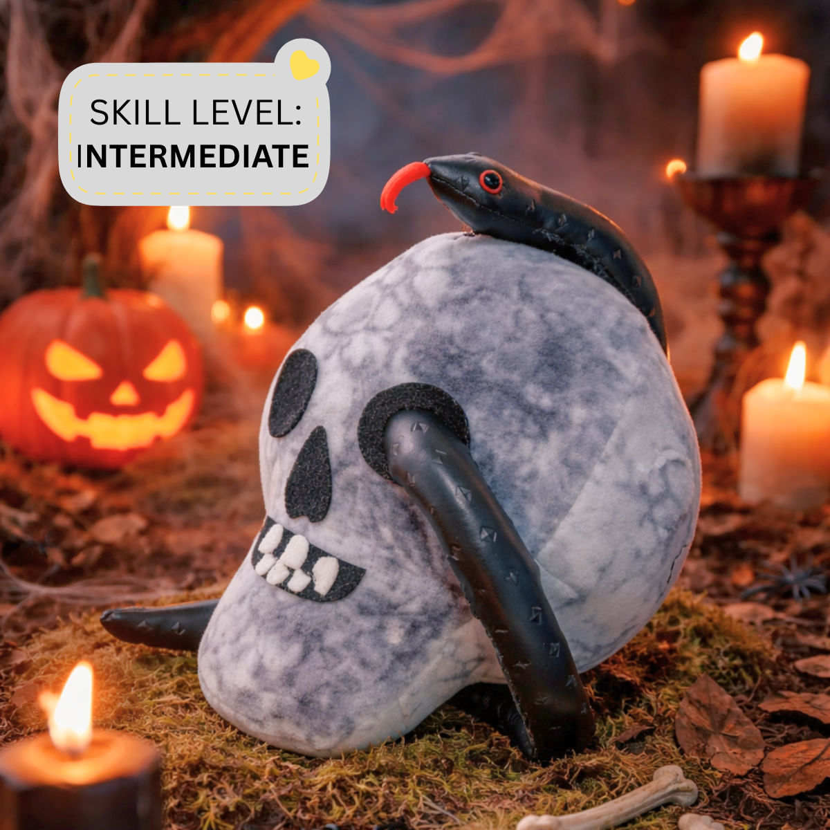 Slither into Spooky Season: Sew Your Own Skull with Snake Plush!
