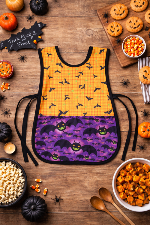 Sew a Spooktacular Preschool Craft Apron with Halloween-Themed Fabric 