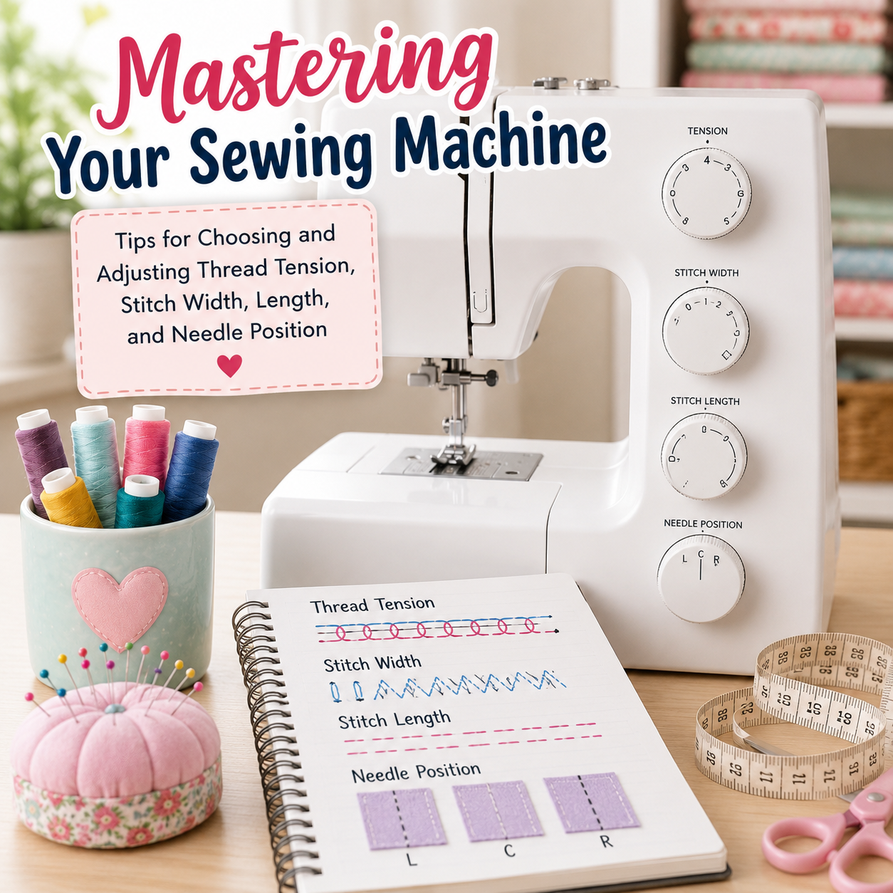 Mastering Your Sewing Machine: Tips for Choosing and Adjusting Thread Tension, Stitch Width, Length, and Needle Position