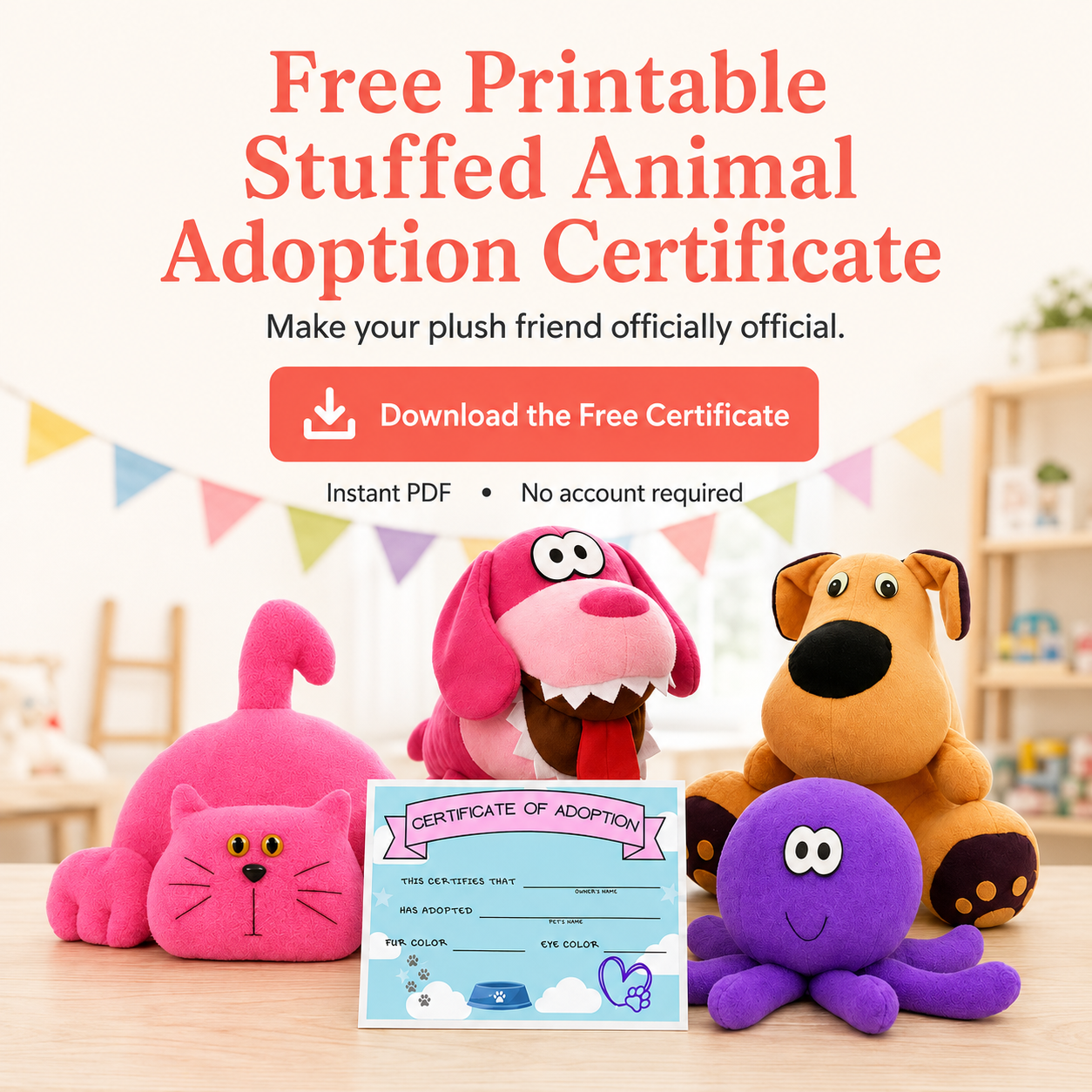 Free Printable Stuffed Animal Adoption Certificates