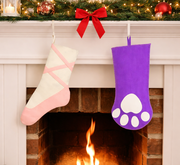 Create Adorable Ballet Slipper or Paw Christmas Stockings 